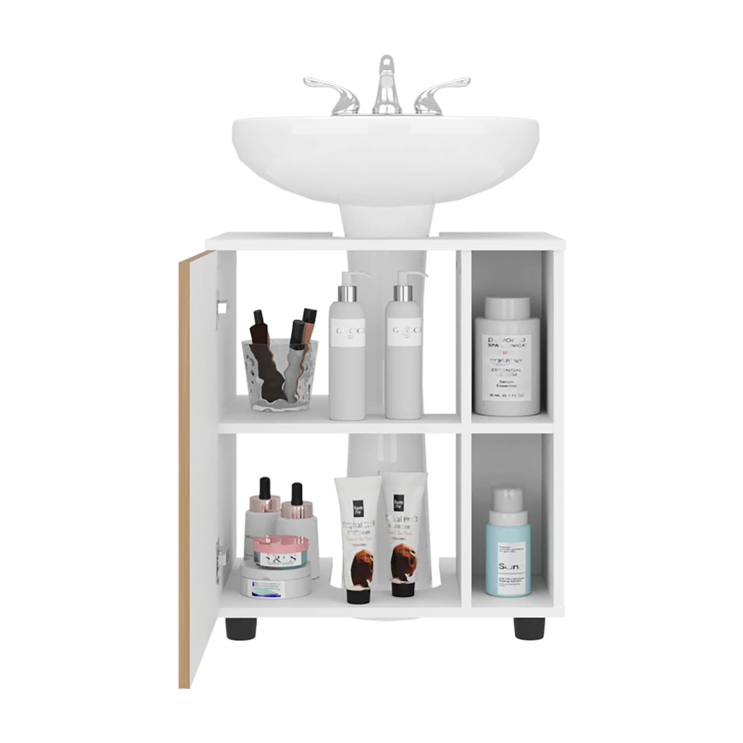 Mueble Para Lavamanos Pascuale 62X55X41 Rta Blanco Fresno