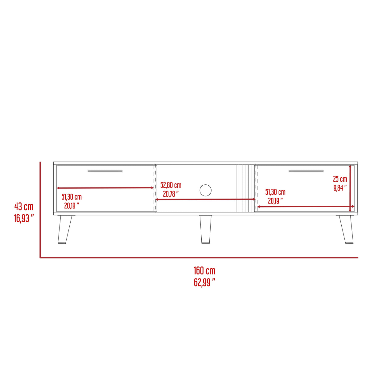 Mesa De Tv Vance 43X160X35 Rta Fresno Capri