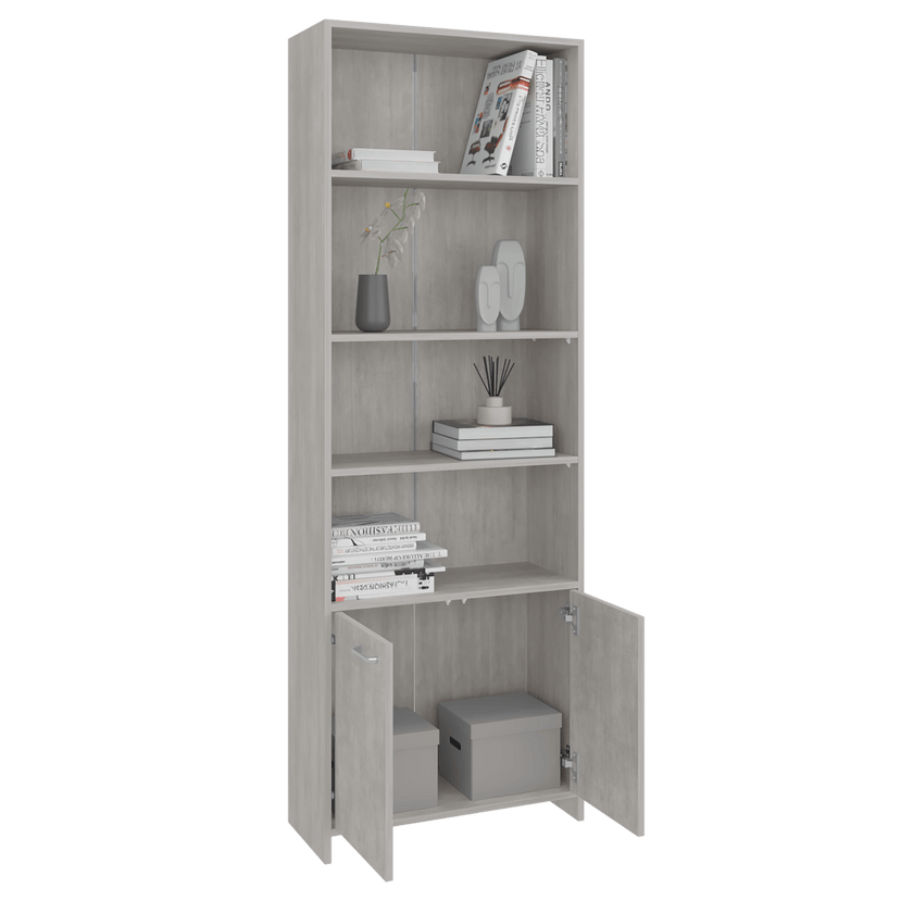 Biblioteca Lisa 180 Con Puertas 180X63X26 Rta Cemento Zf N/A
