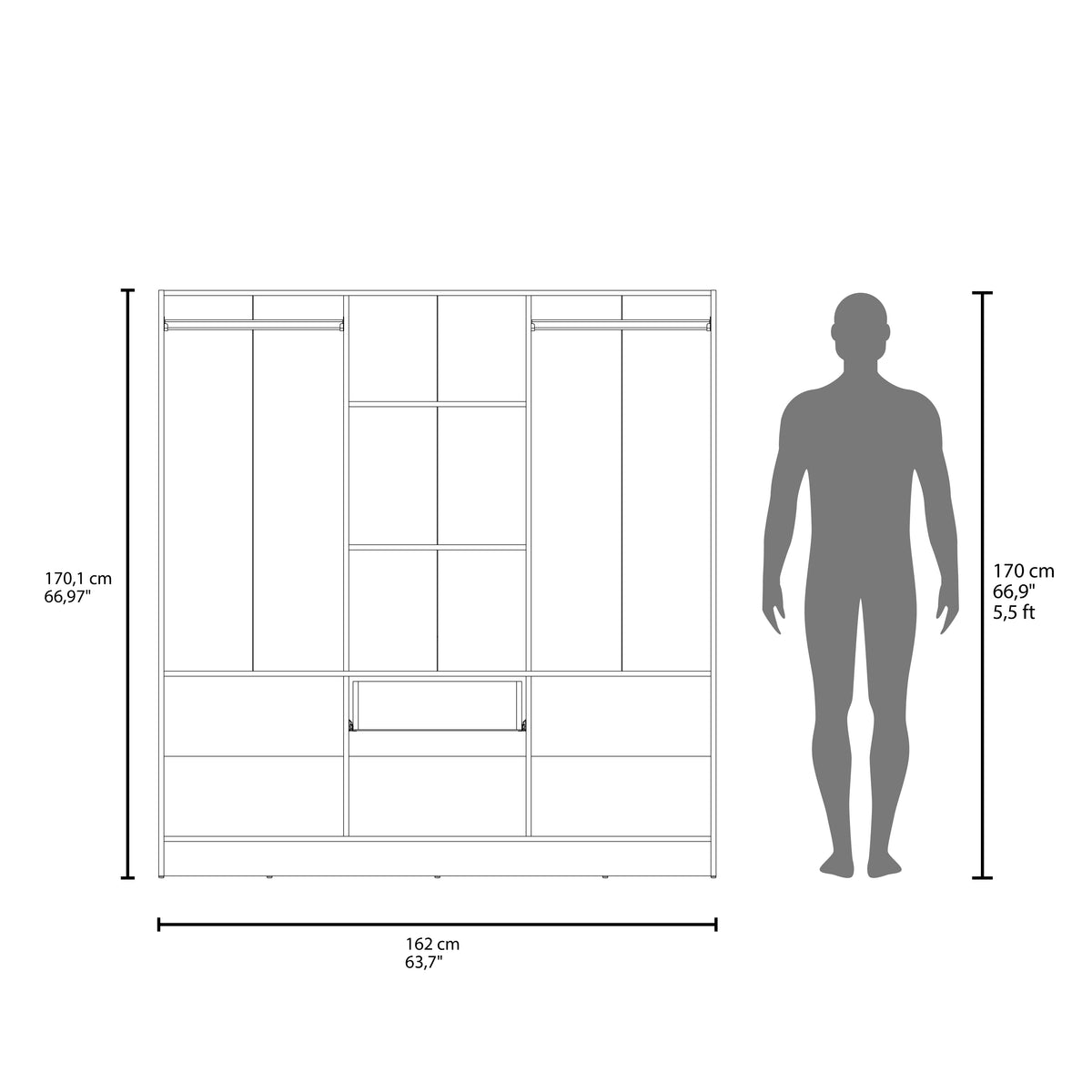 Closet Mitu 2.0 170 X 162 X 46 Rta Blanco Zf N/A