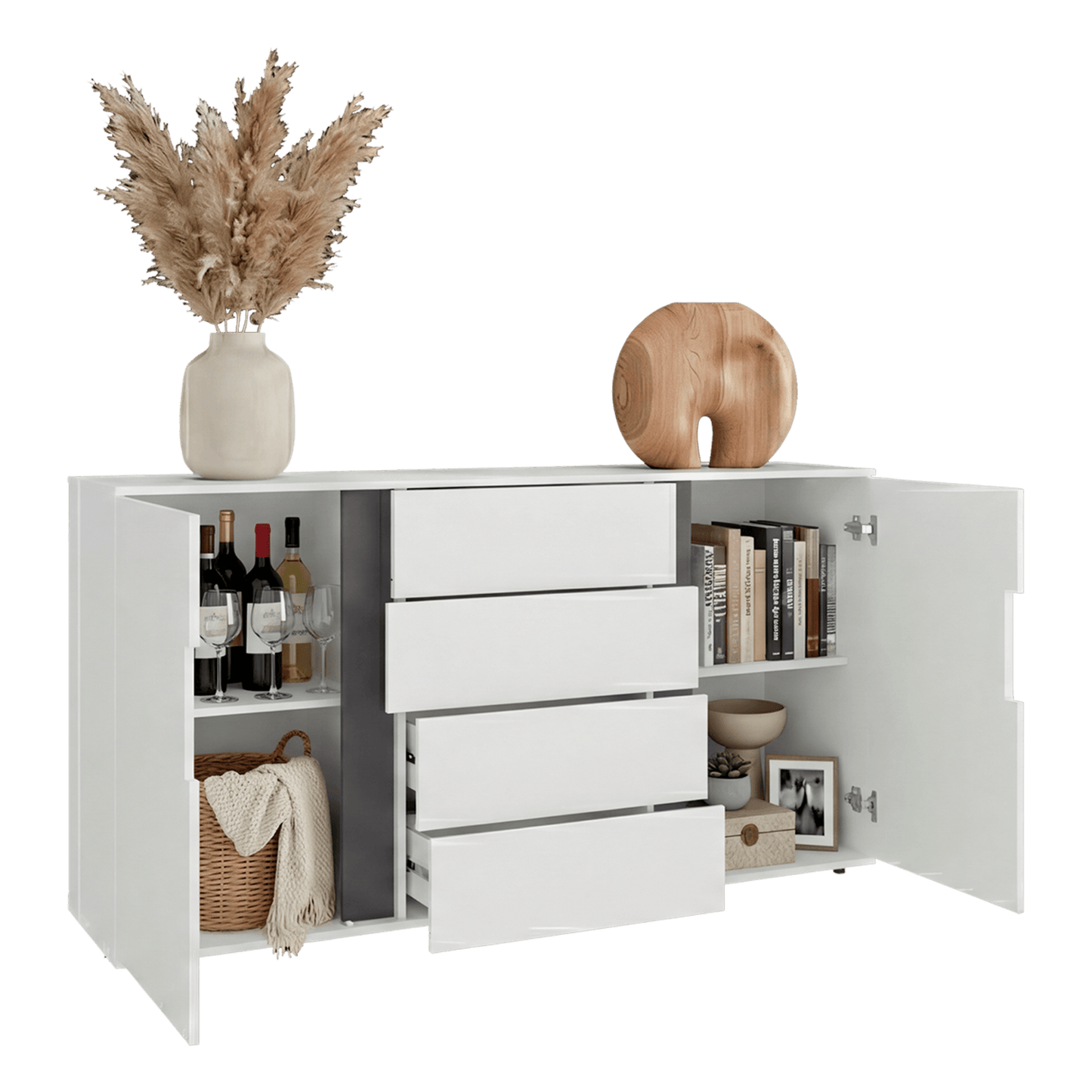 Cómoda Bisbee 85X160X40 Rta Blanco Mqz Plomo