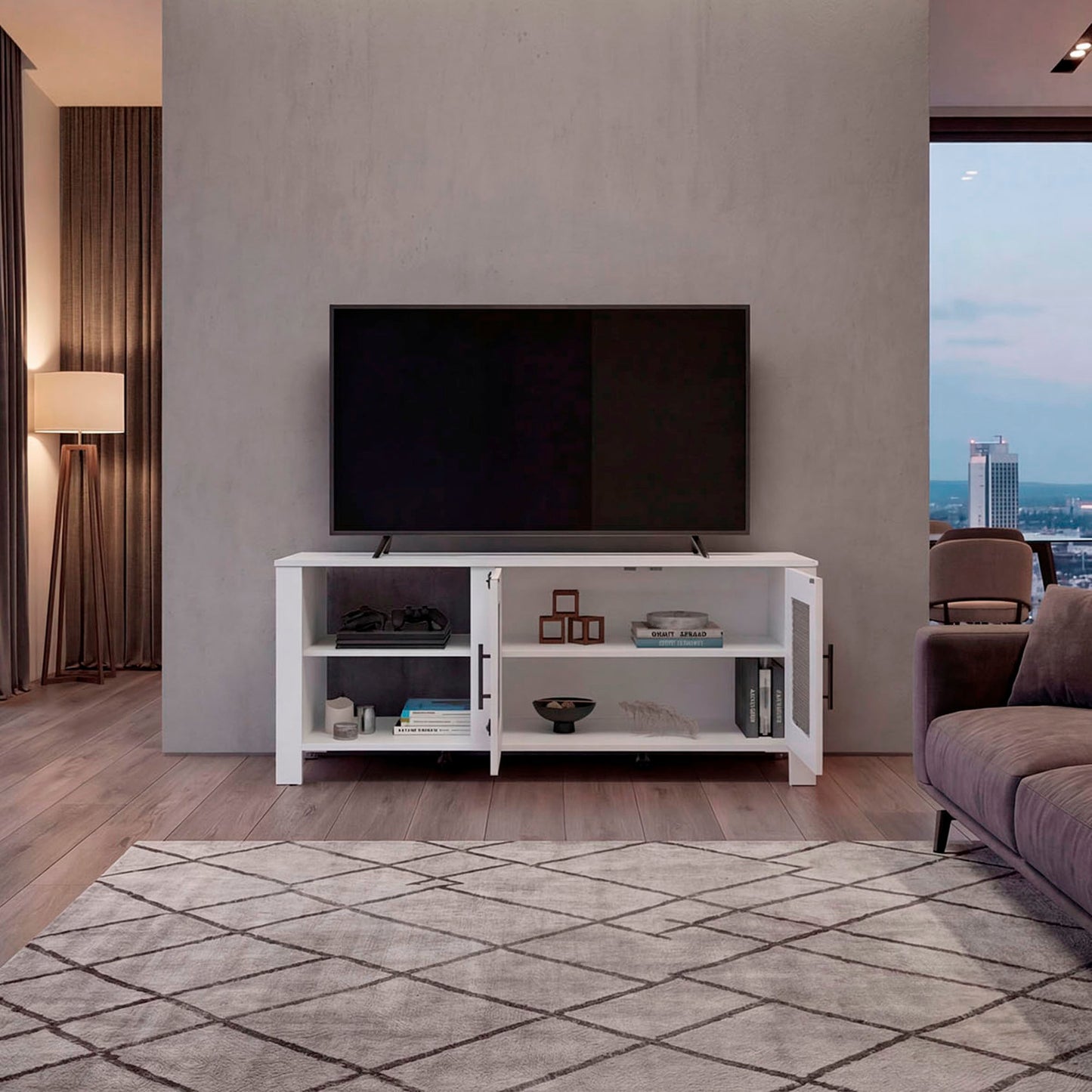 Rack De Tv Freedom 61X147X39 Rta Blanco Zf