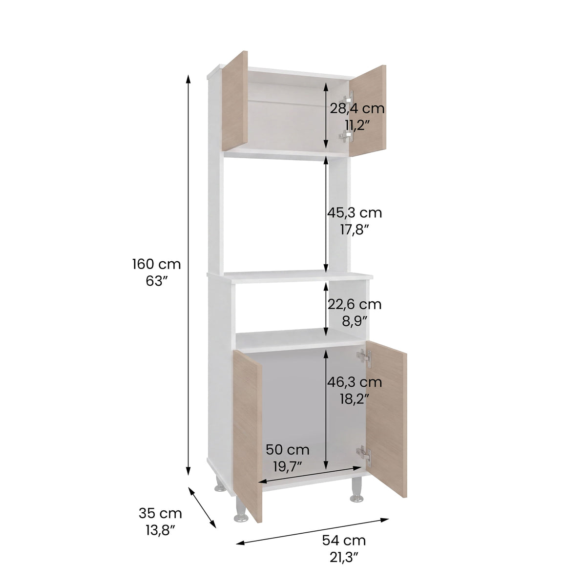 Mueble Alacena Fenix Rta Blanco + Rovere N/A