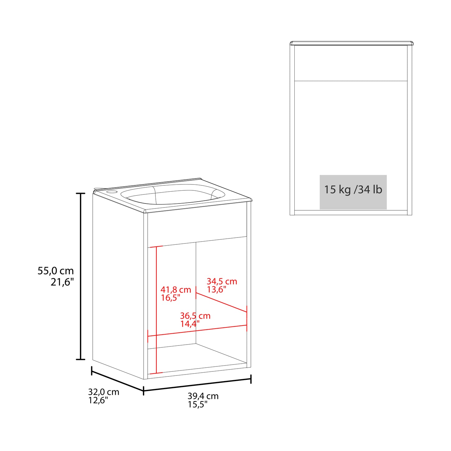 Mueble De Baño Bethel 40 55X39X32 Rta Wengue Zf