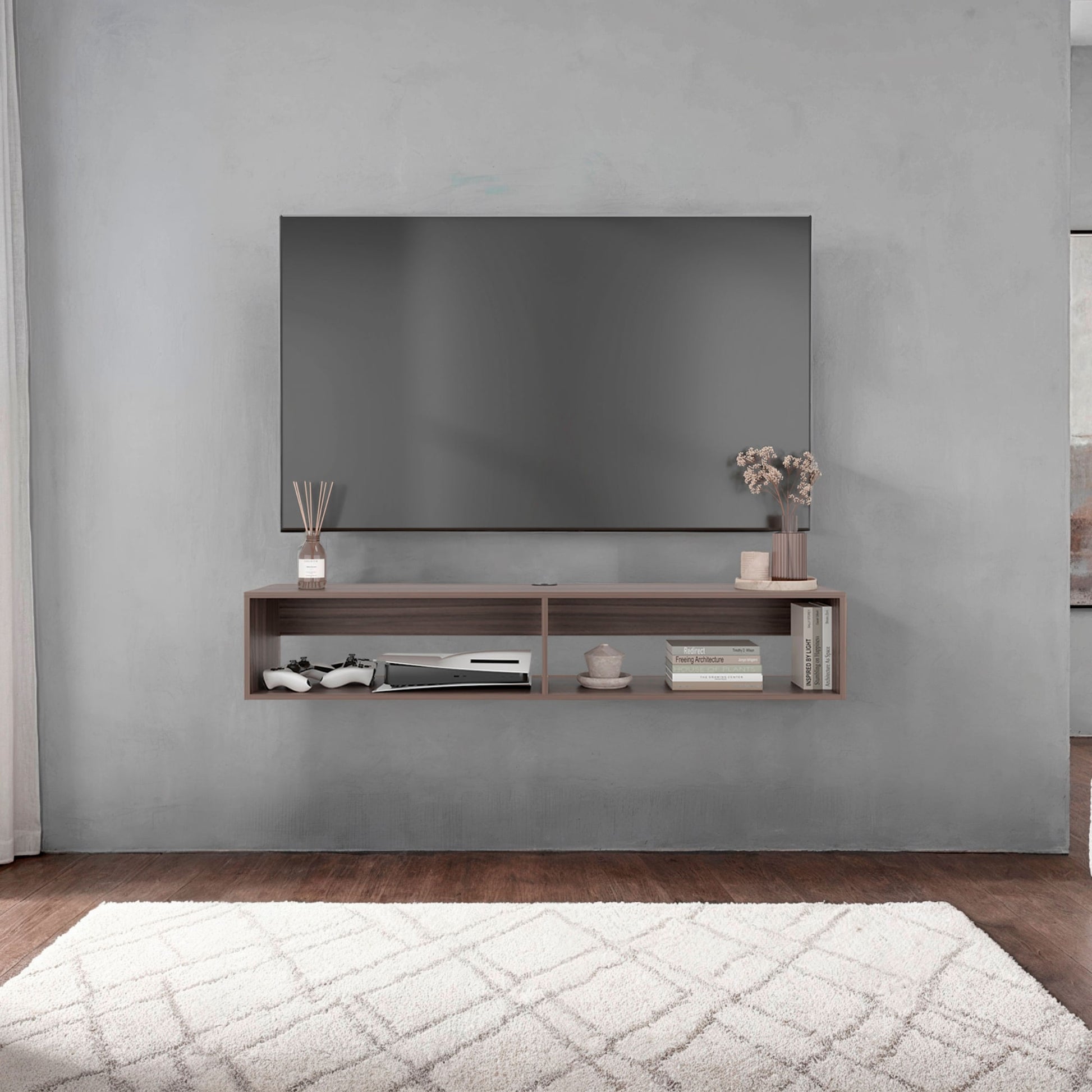 Rack Tv Flotante 26X150X32 Rta Avellana