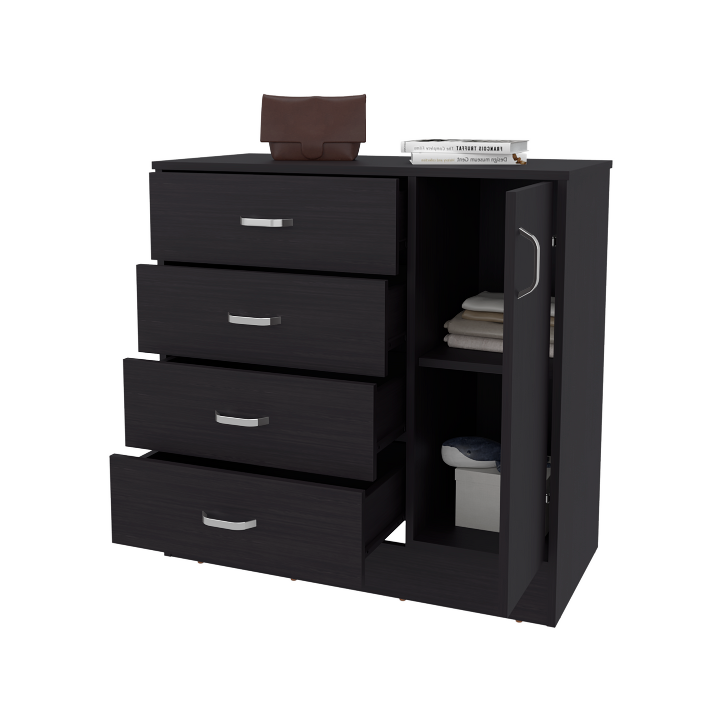 Comoda Katie 4 Cajones 1 Puerta 79X80X39 Rta Wengue Zf