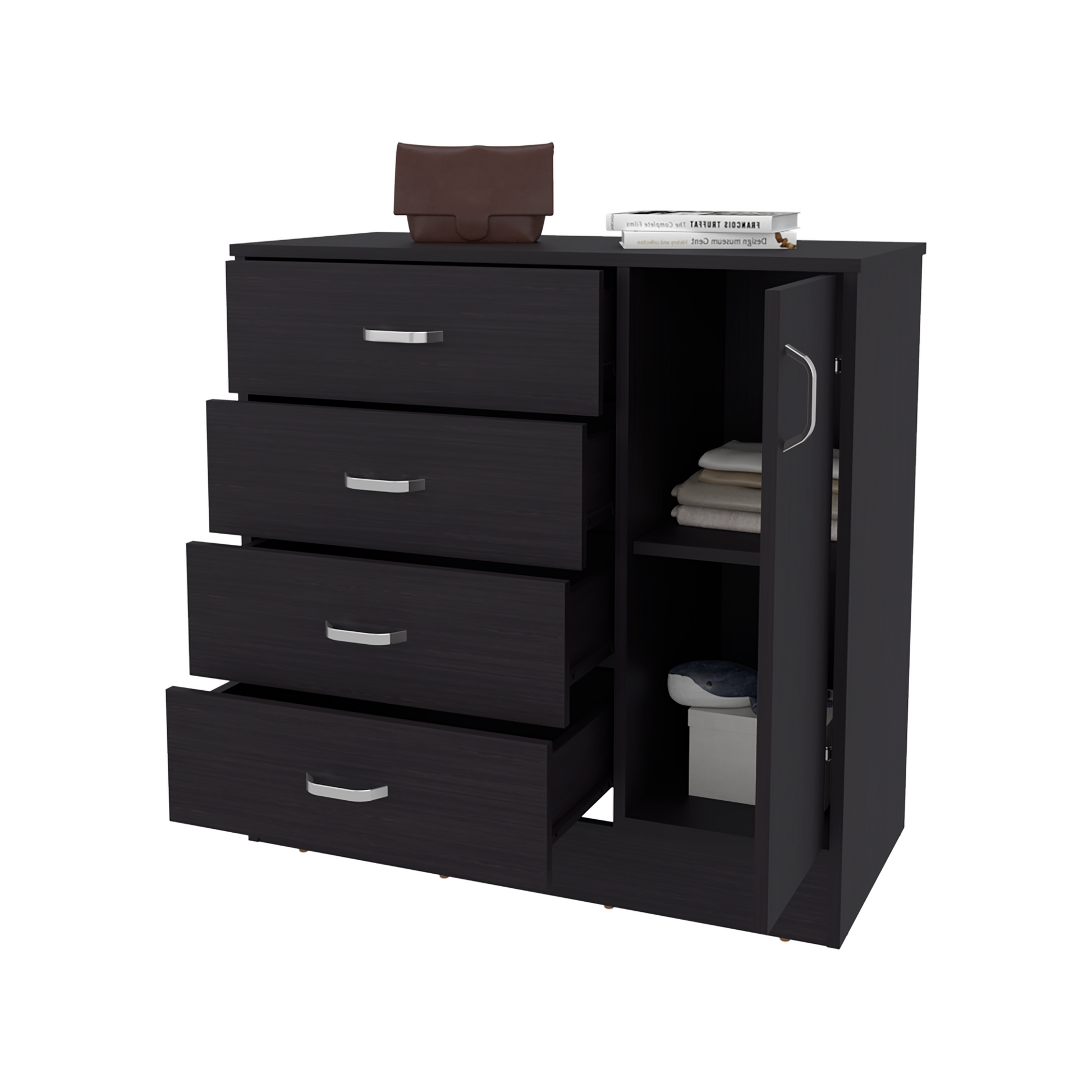 Comoda Katie 4 Cajones 1 Puerta 79X80X39 Rta Wengue Zf