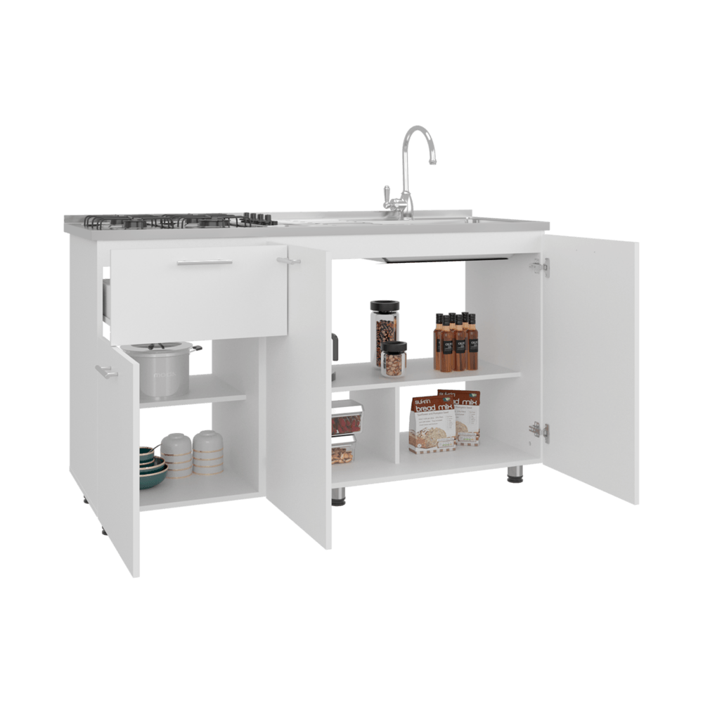 Mueble Inferior Cocina 150 Creta 88X150X40 Blanco Zf