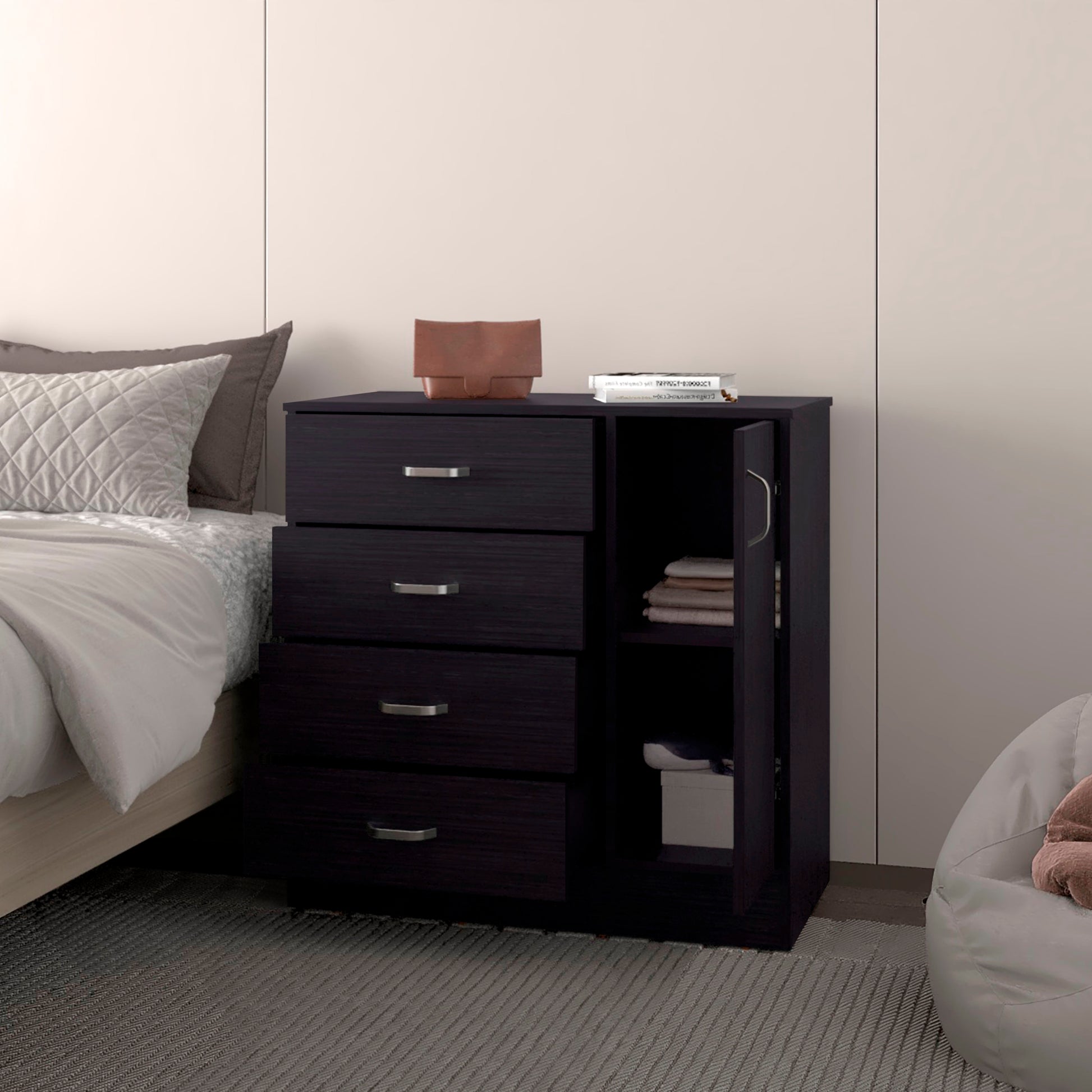 Comoda Katie 4 Cajones 1 Puerta 79X80X39 Rta Wengue Zf