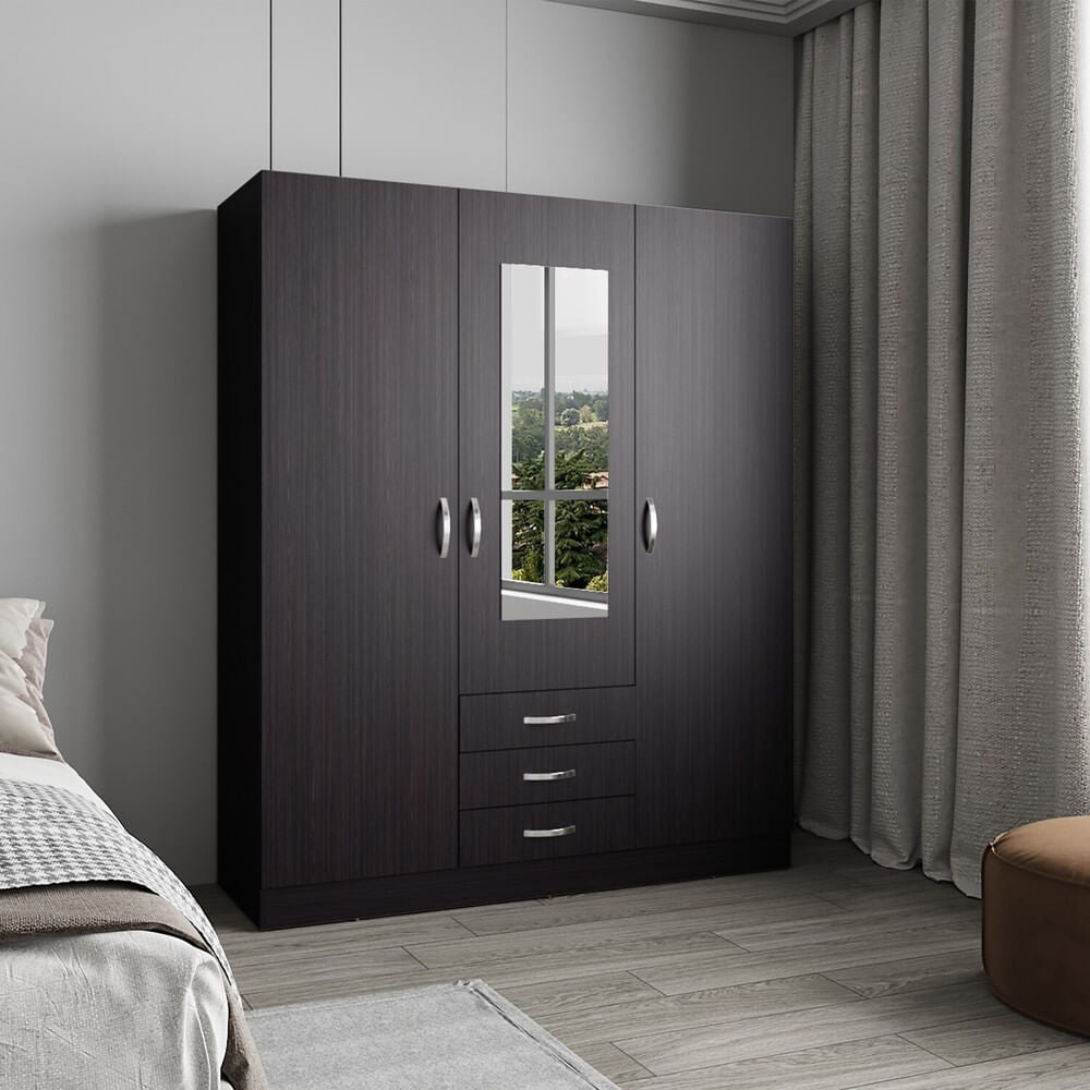 Armario 3P 3C Con Espejo 180X150X48 Rta Wengue Zf