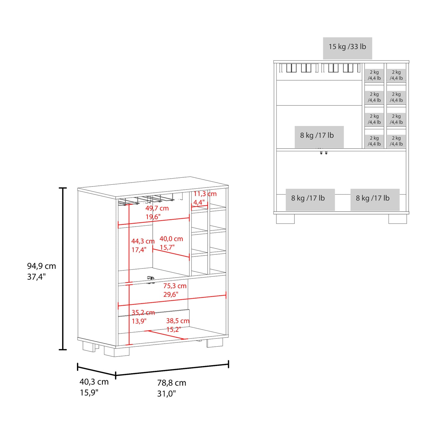 Bar Fraktal 94X78X40 Rta Wengue Cartagena Zf