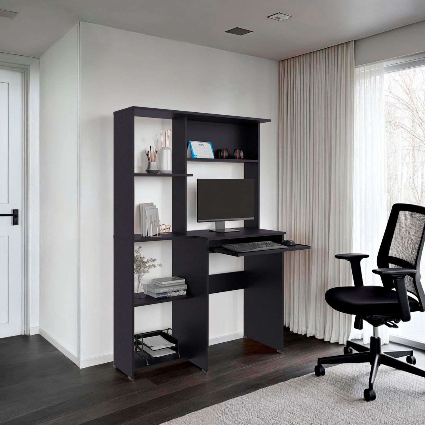 Centro De Computo Con Biblioteca Alden Eco 150X100X40 Rta Wengue
