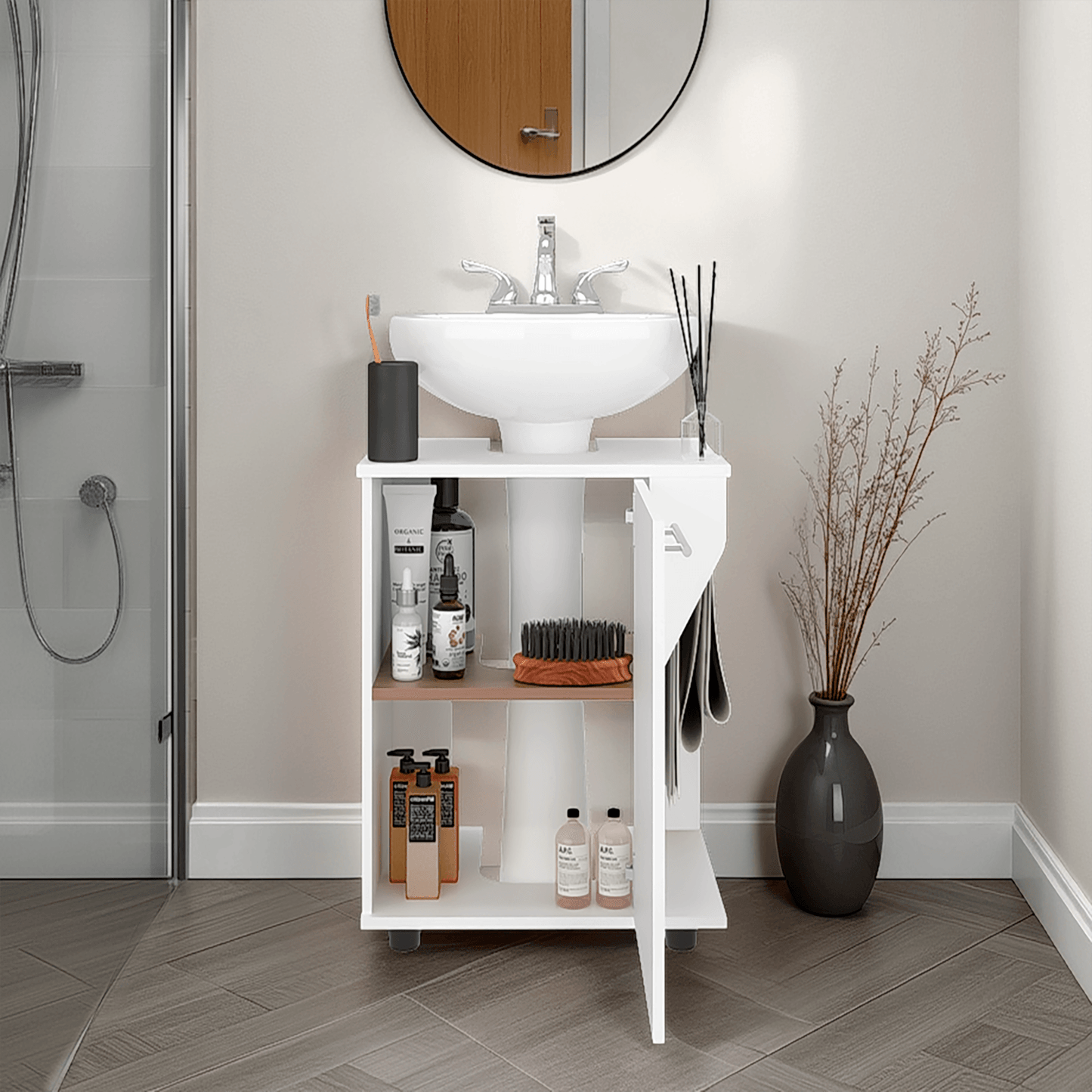 Mueble Lavamanos De Pedestal Phillips 62X56X41 Rta Blanco Zf