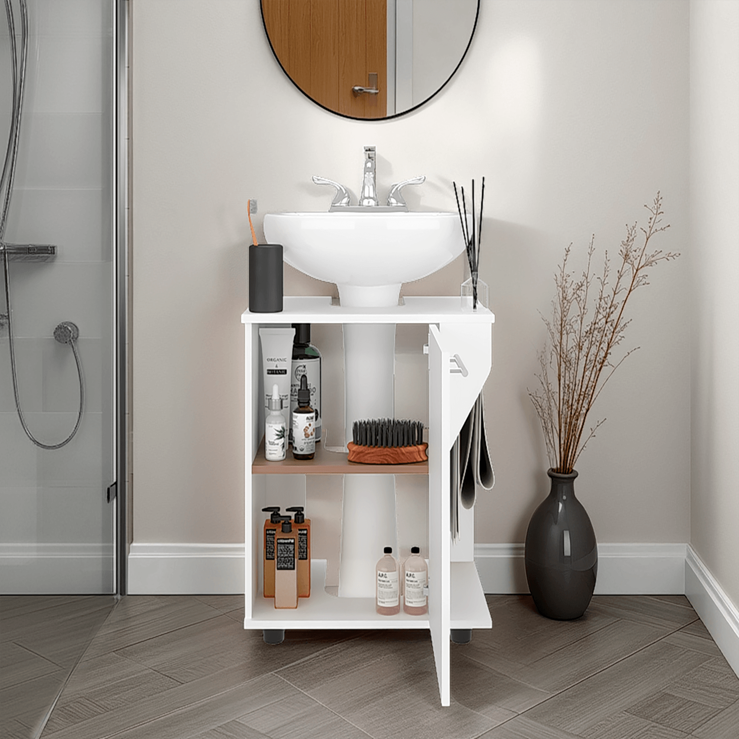 Mueble Lavamanos De Pedestal Phillips 62X56X41 Rta Blanco Zf