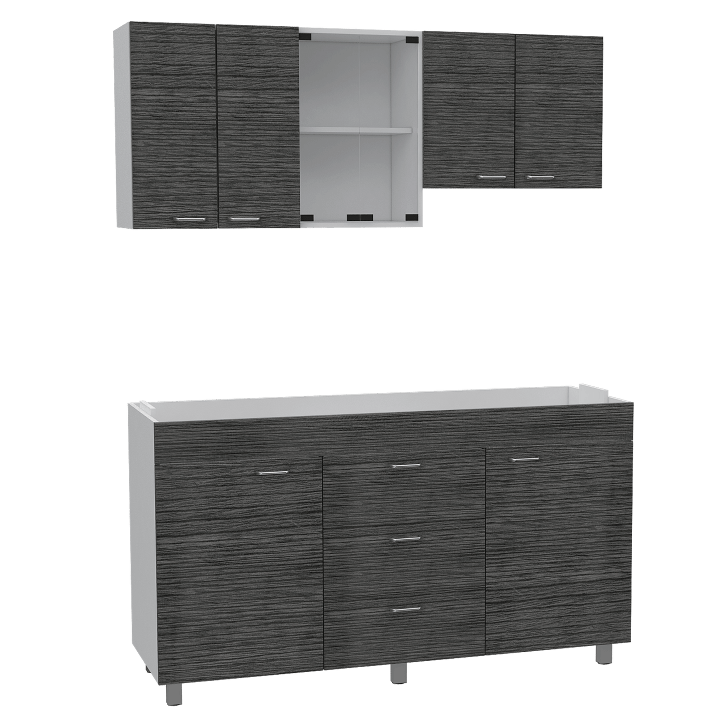 Cocina 150 Lumina Izq 60X150X31 Rta Blanco Roble Gris