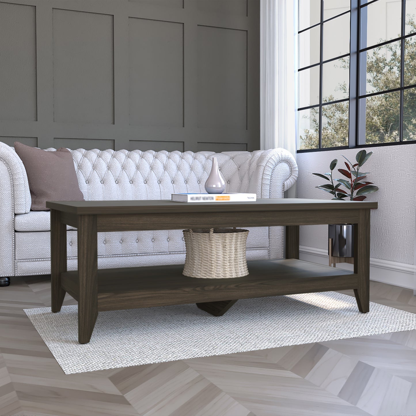 Mesa De Centro Accent 45X120X62 Rta Nogal Zf