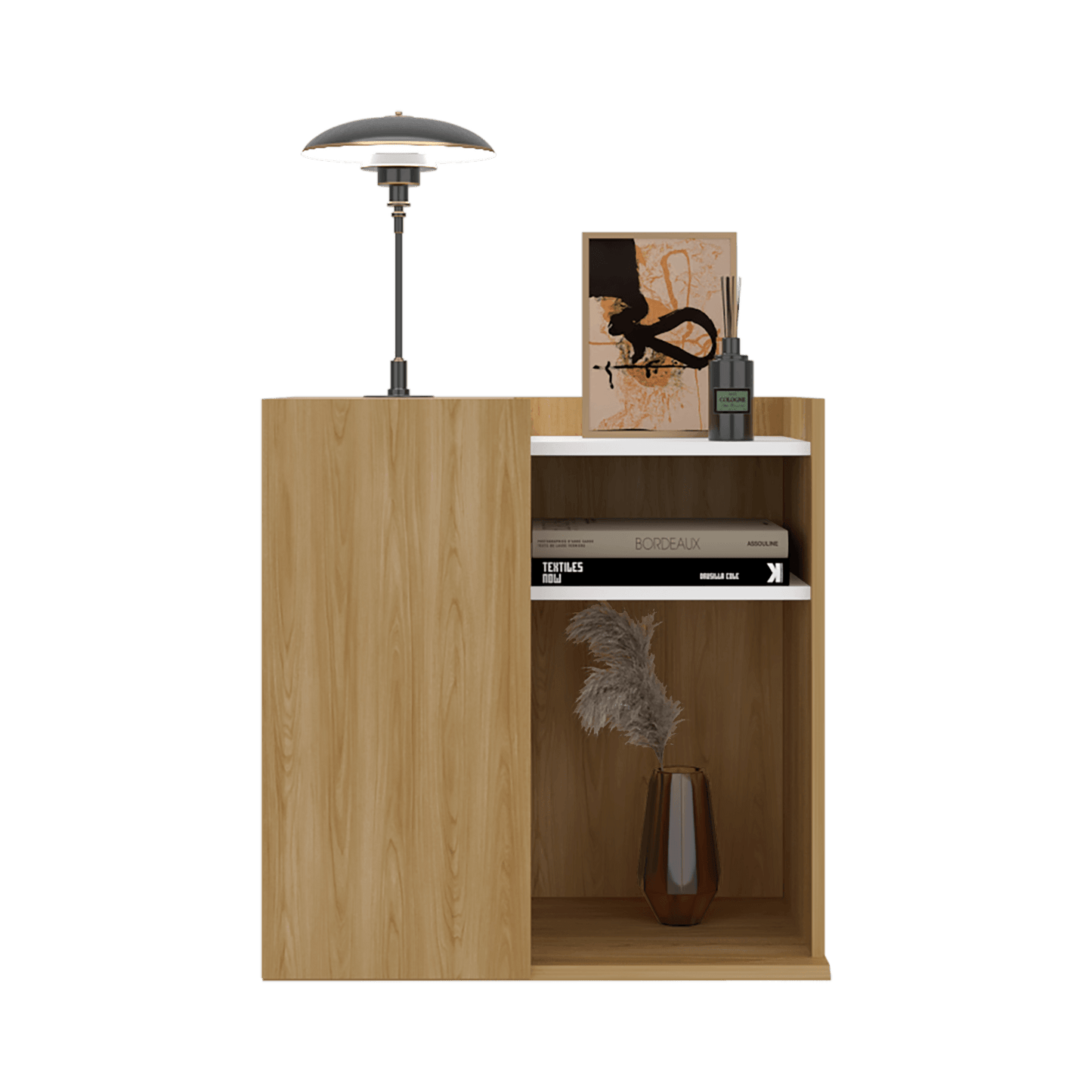 Mesa De Noche Cairo 65X65X40 Rta Fresno Blanco