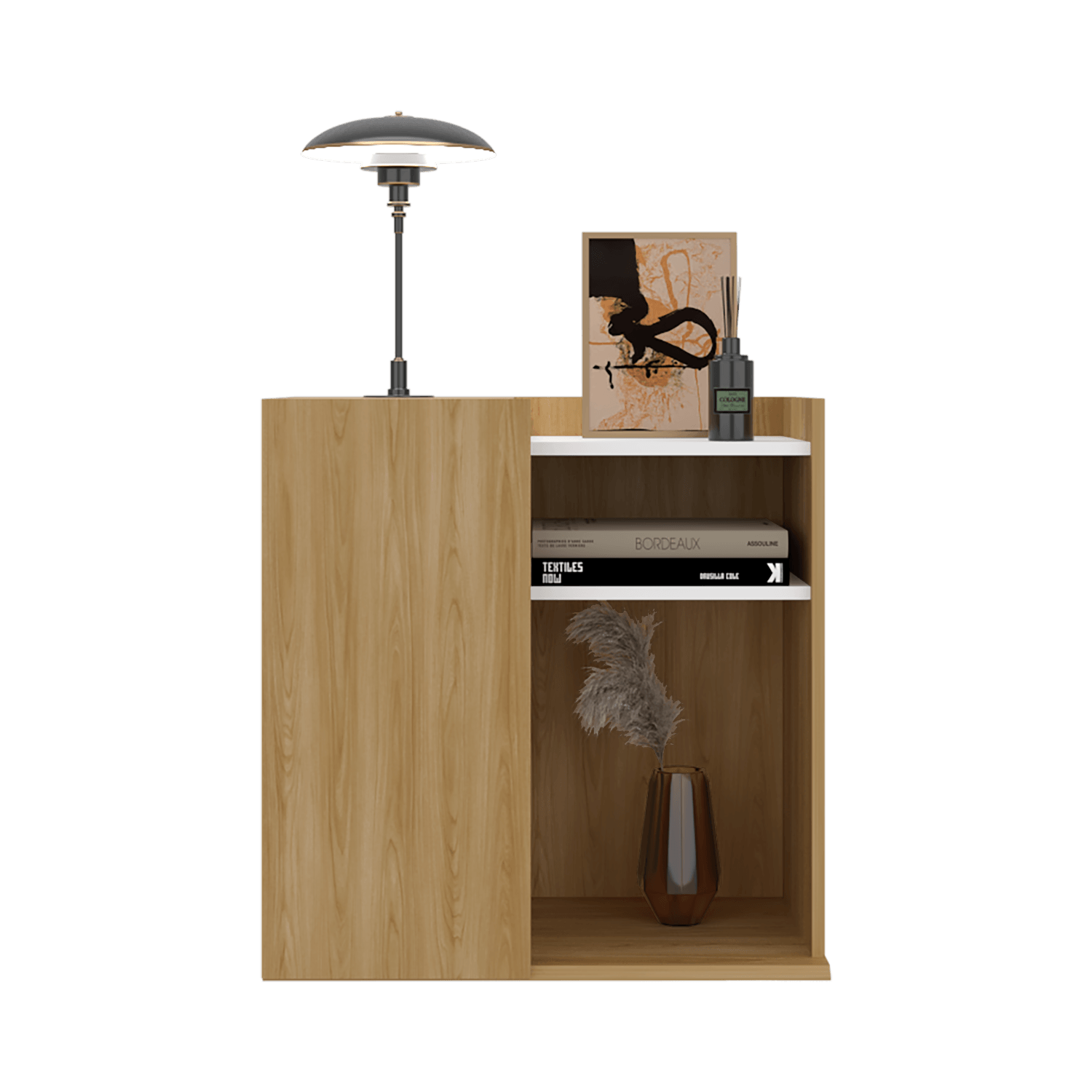 Mesa De Noche Cairo 65X65X40 Rta Fresno Blanco