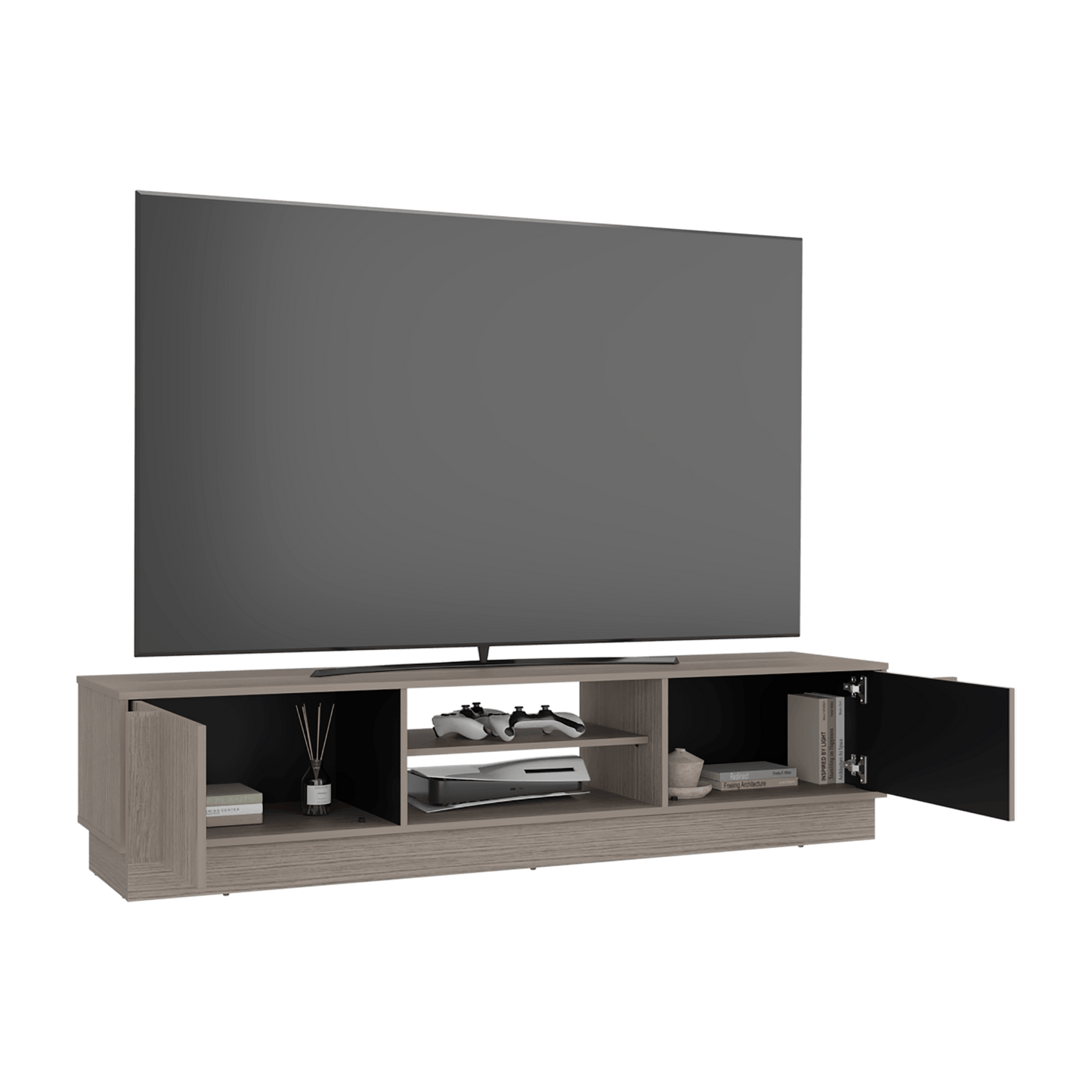 Rack De Tv Caoba 42X180X42 Rta Positano Wengue