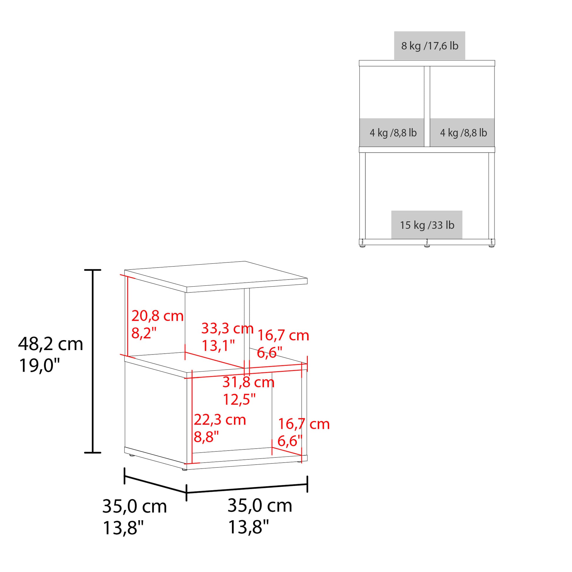 Mesa De Noche Ocaso 48X35X35 Rta Blanco Zf