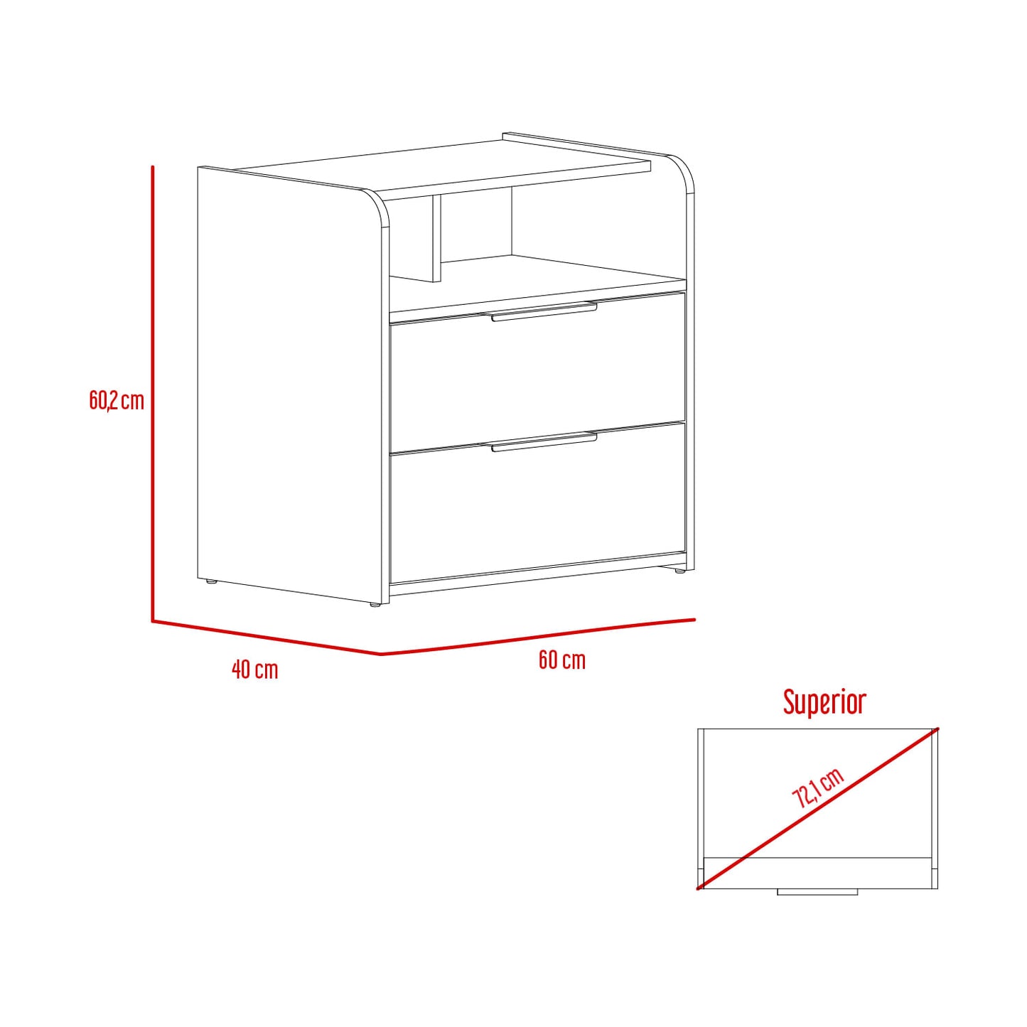 Mesa De Noche Logan Rta Duna + Blanco