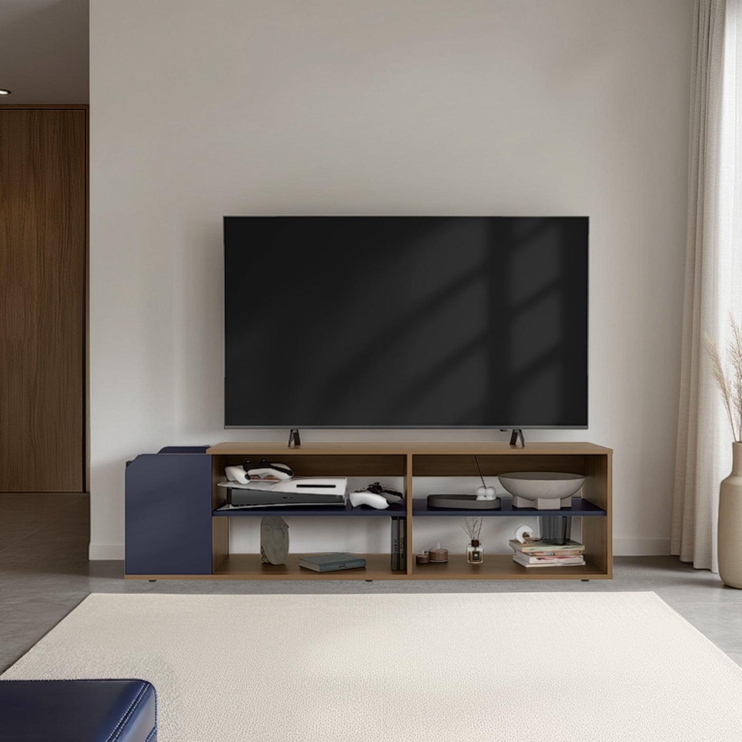 Rack Para Tv Solene 42X150X35 Rta Fresno Azul Zf