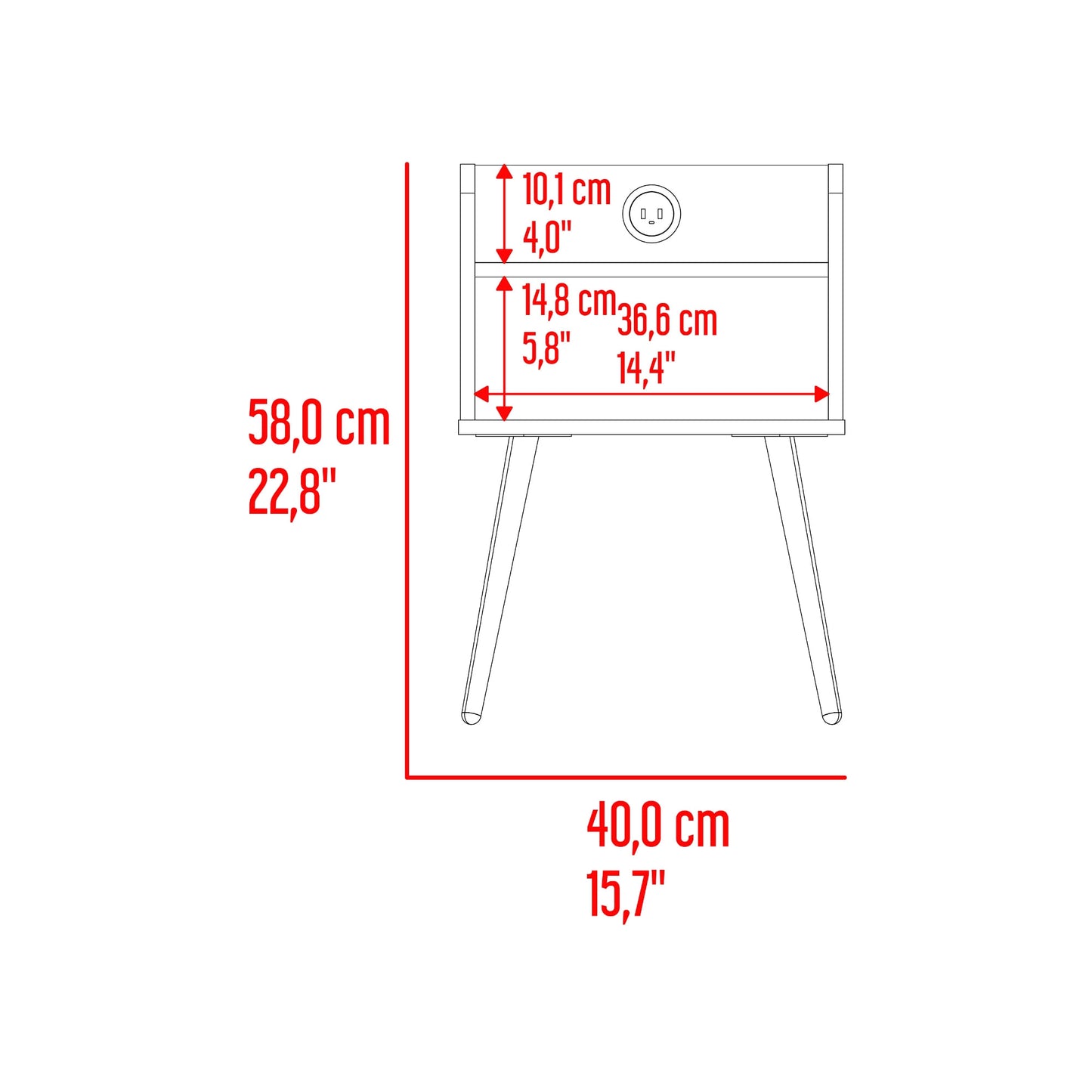 Mesa De Noche Didi Usb 58X40X34 Rta Blanco
