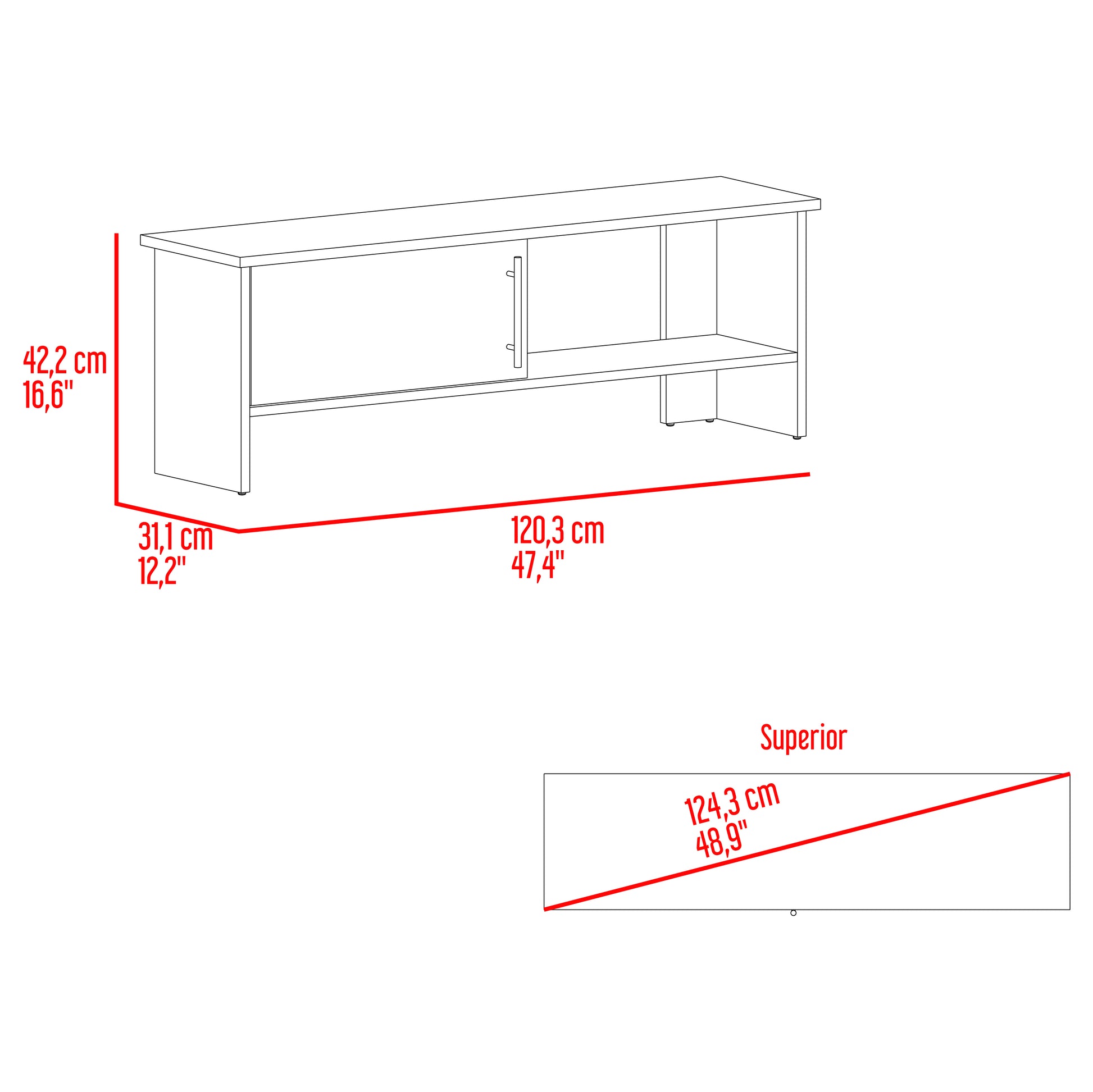 Mesa Tv Navia Con Puerta 42,1X120,3X31,1 Rta Milan + Blanco Mqz Zf