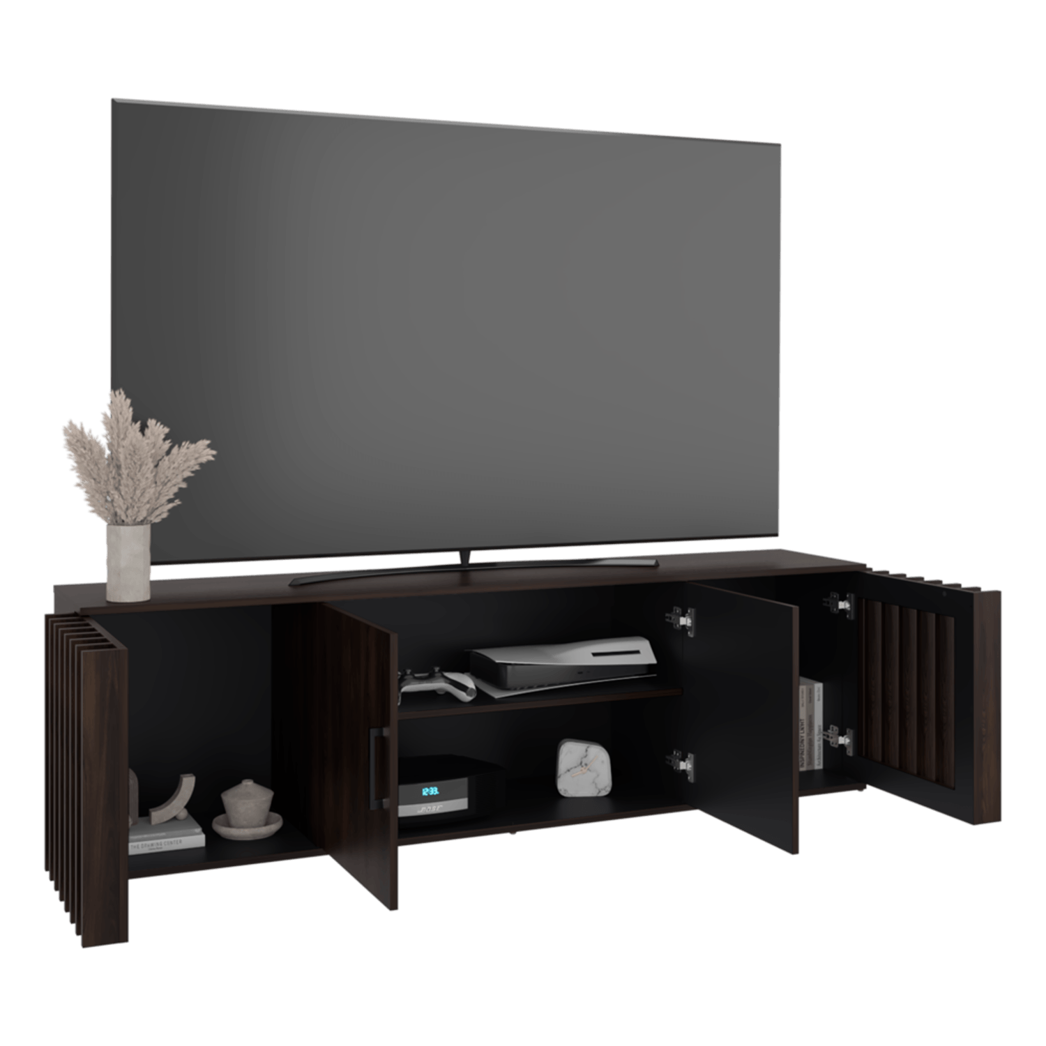 Mueble Tv Brown 75" 54X180X36 Rta Nogal Wengue Zf