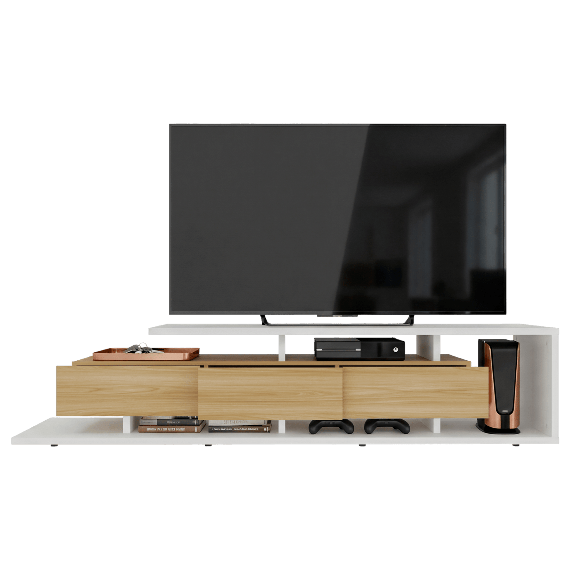 Rack De Tv Quito 44X200X50 Rta Blanco Mqz Fresno