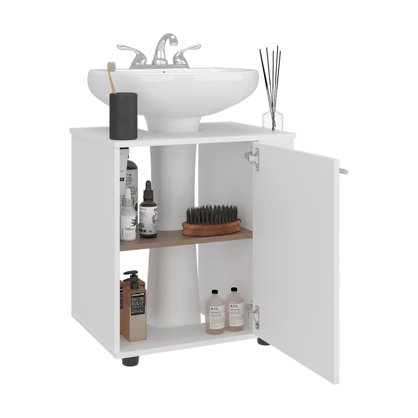 Mueble Lavamanos De Pedestal Phillips 62X56X41 Rta Blanco Zf