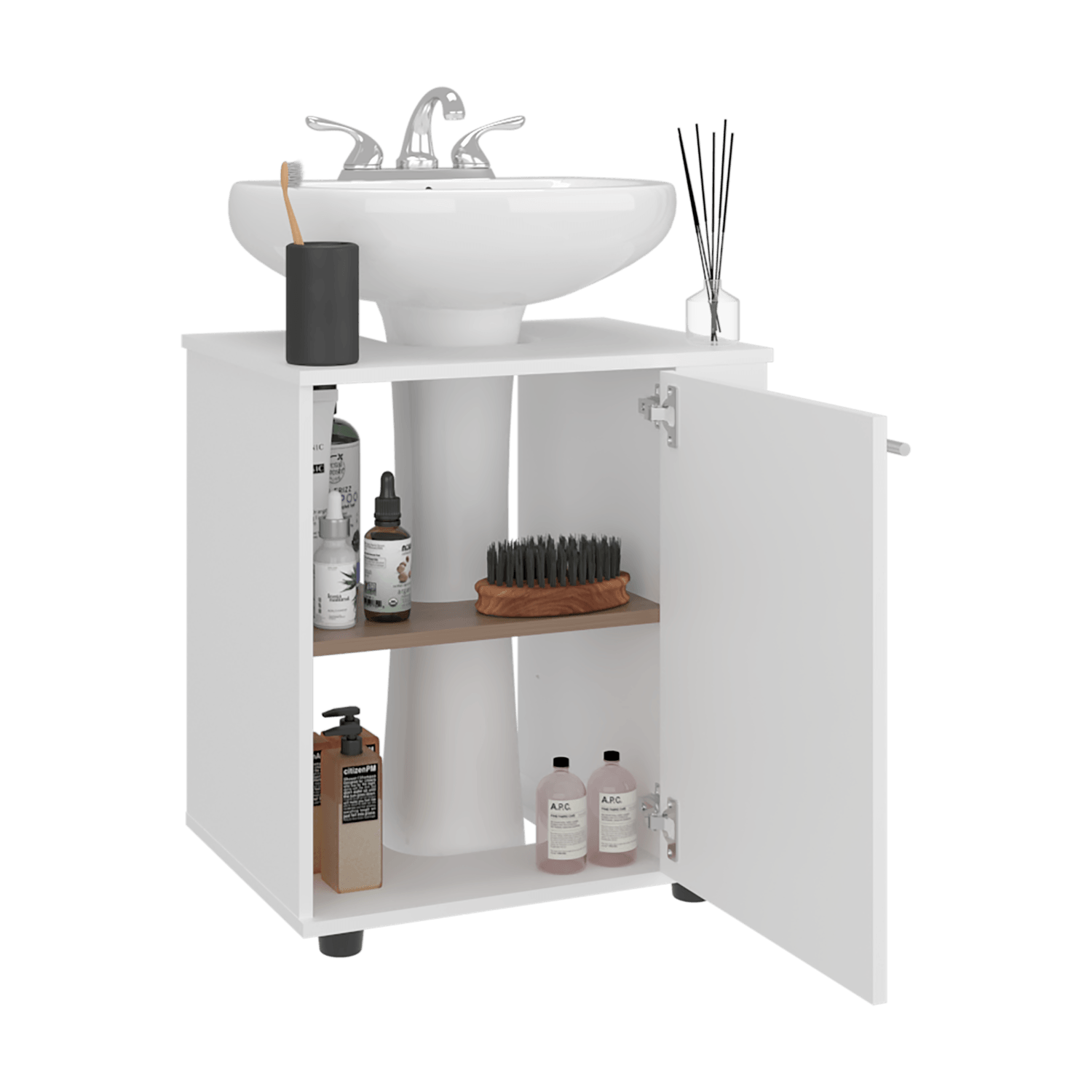 Mueble Lavamanos De Pedestal Phillips 62X56X41 Rta Blanco Zf