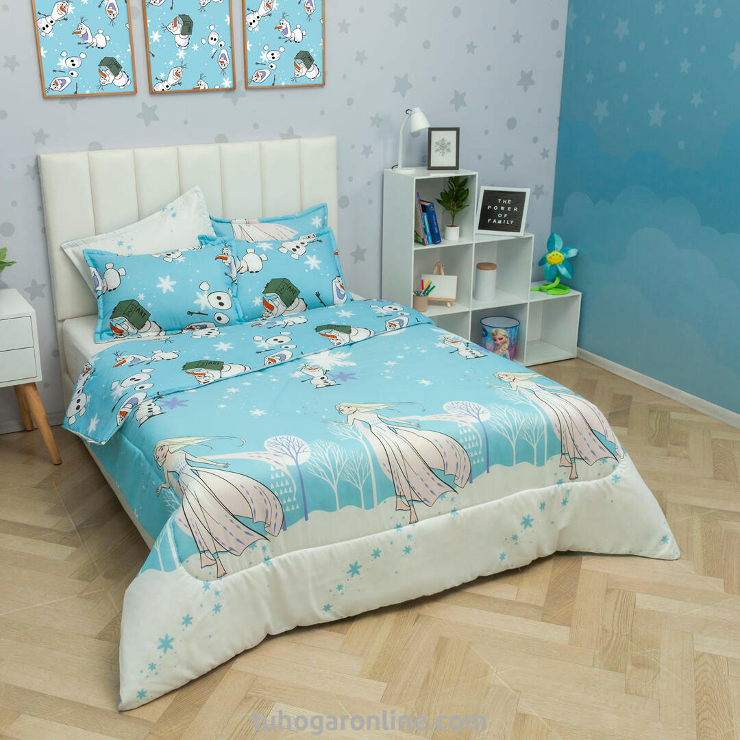 Cubrelecho Acolchado Disney Frozen Celeste Estampados Animados