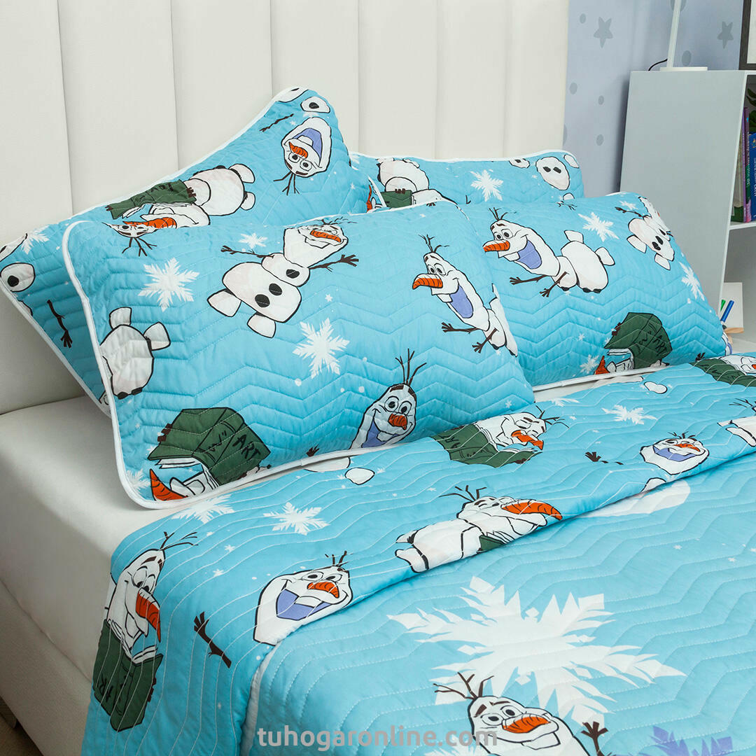 Cubrelecho Prensado Cama Doble Disney Frozen Celeste Estampados Animados