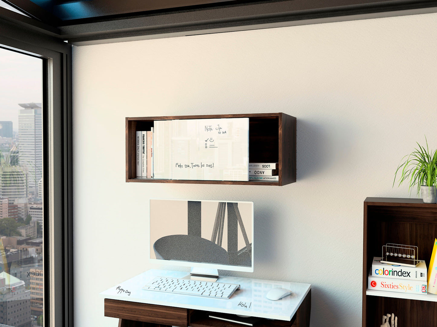 Gabinete Note Rta Blanco Hg + Nogal