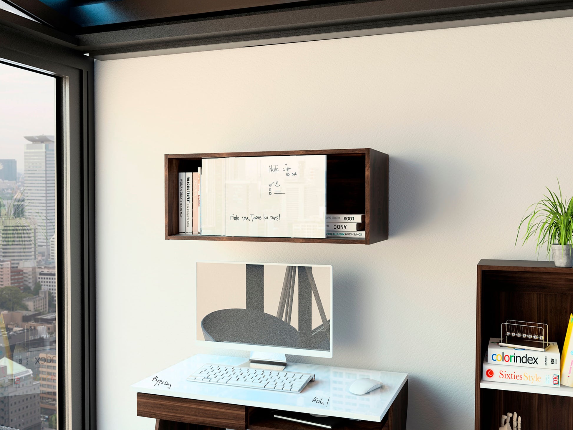 Gabinete Note Rta Blanco Hg + Nogal
