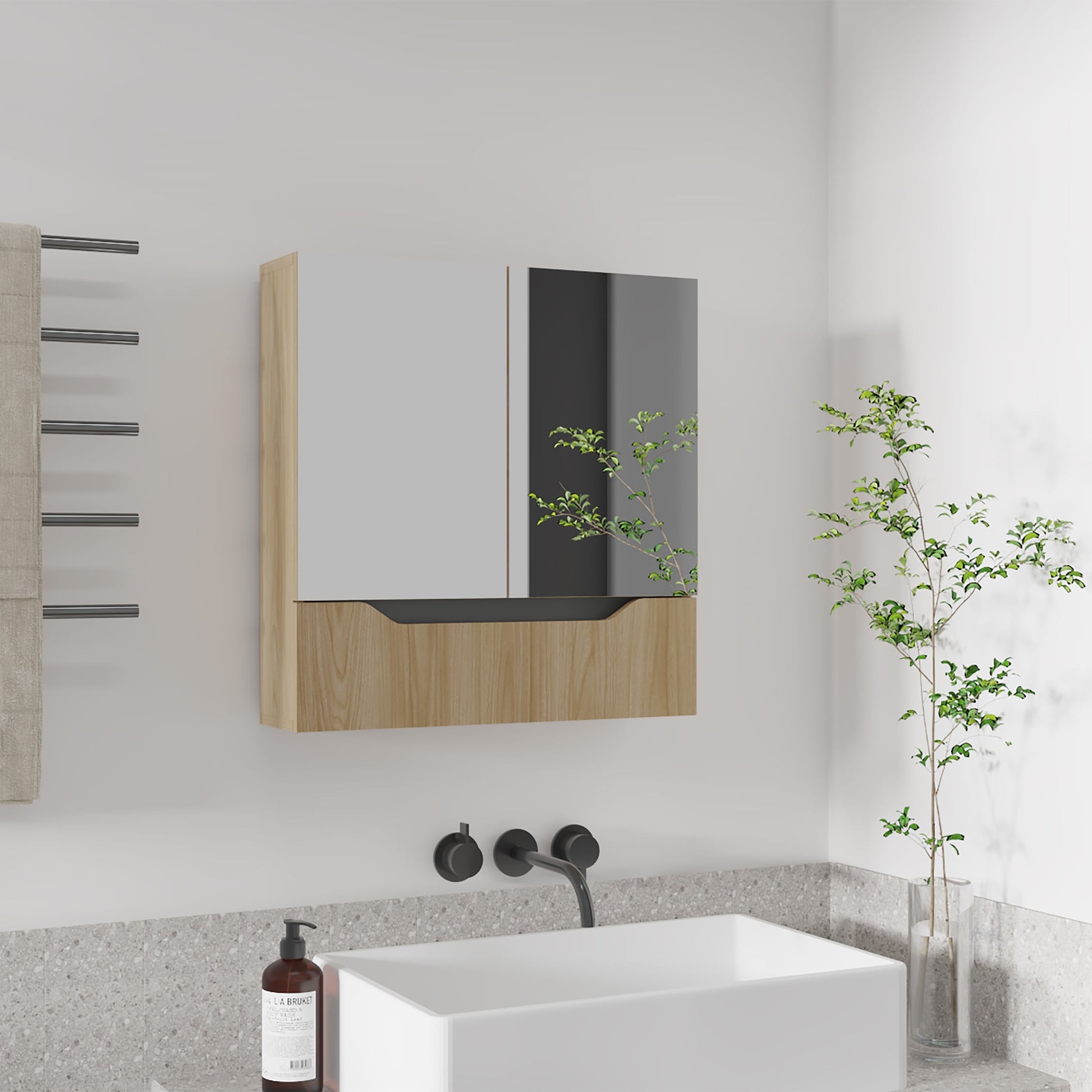 Gabinete De Baño Laurent 62X60 Rta Fresno Eu Plomo