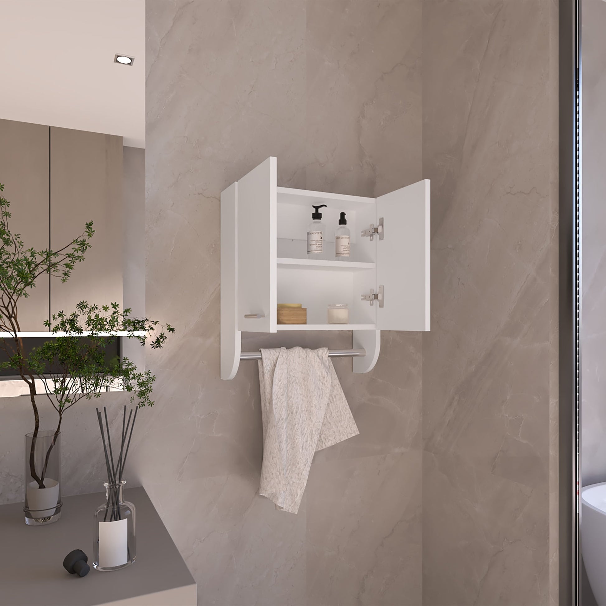 Gabinete Organizador Baño Colgador 50X45X14 Rta Blanco Zf