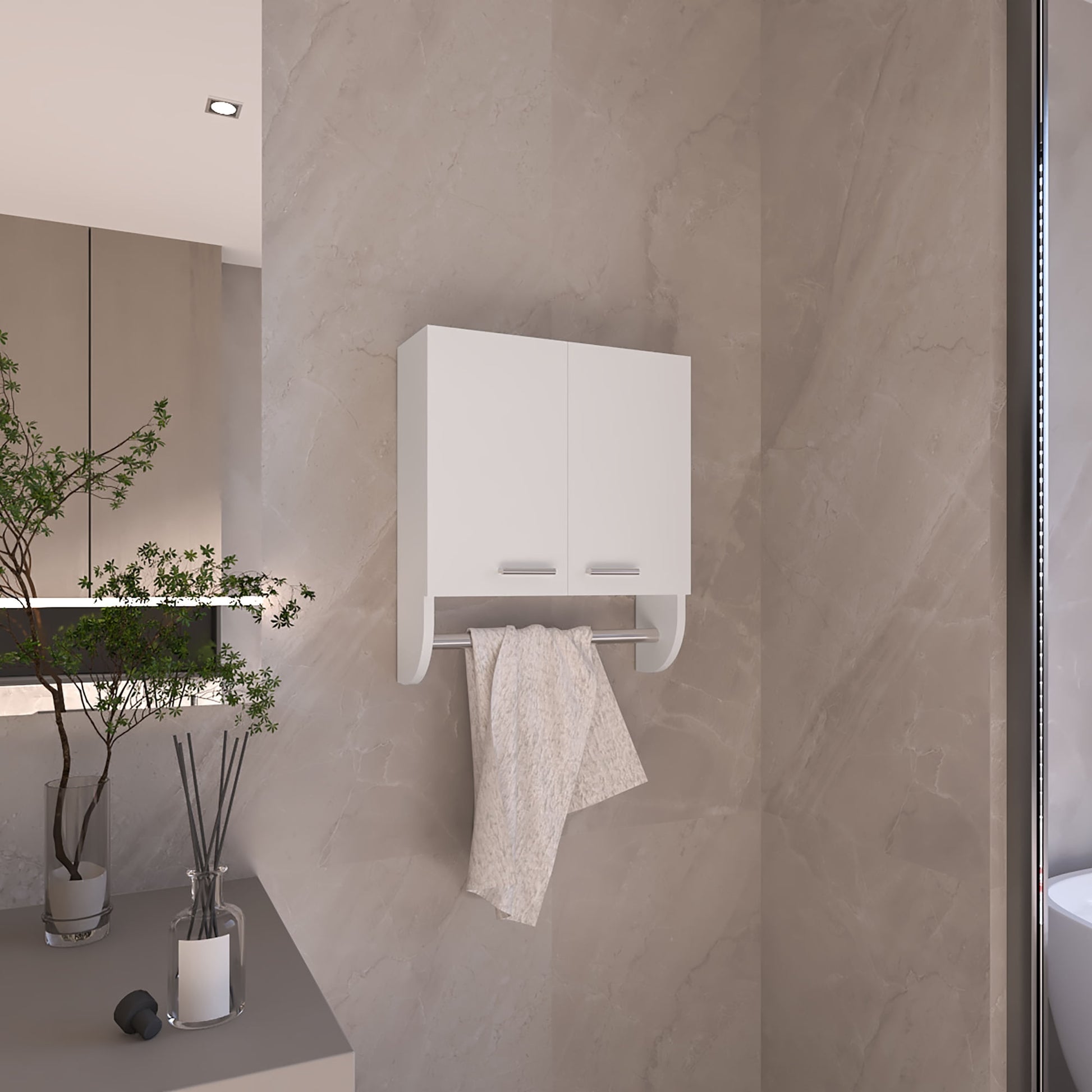 Gabinete Organizador Baño Colgador 50X45X14 Rta Blanco Zf