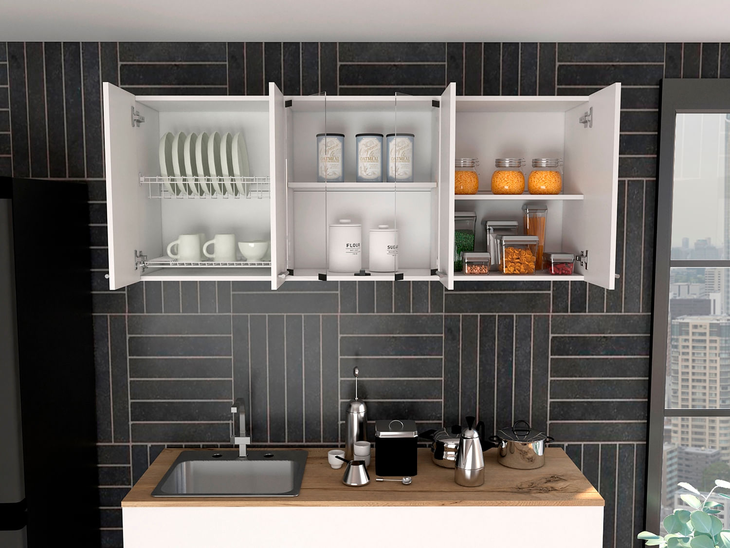 Gabinete Superior Cocina Con Vidrio Rta Blanco Zf
