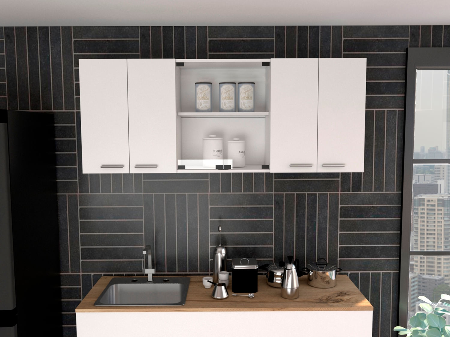 Gabinete Superior Cocina Con Vidrio Rta Blanco Zf