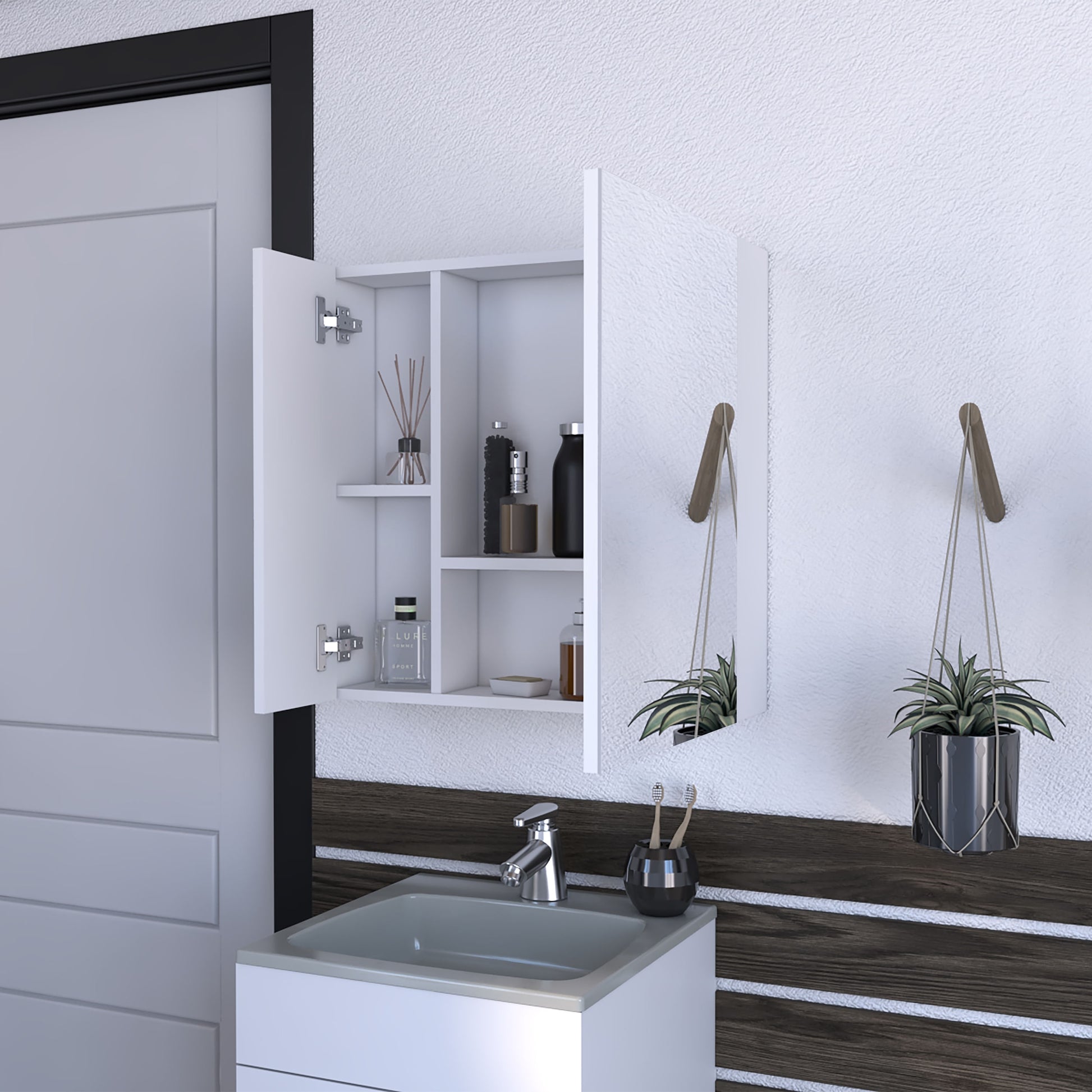 Gabinete De Baño Sines 60X60X14 Rta Blanco Zf
