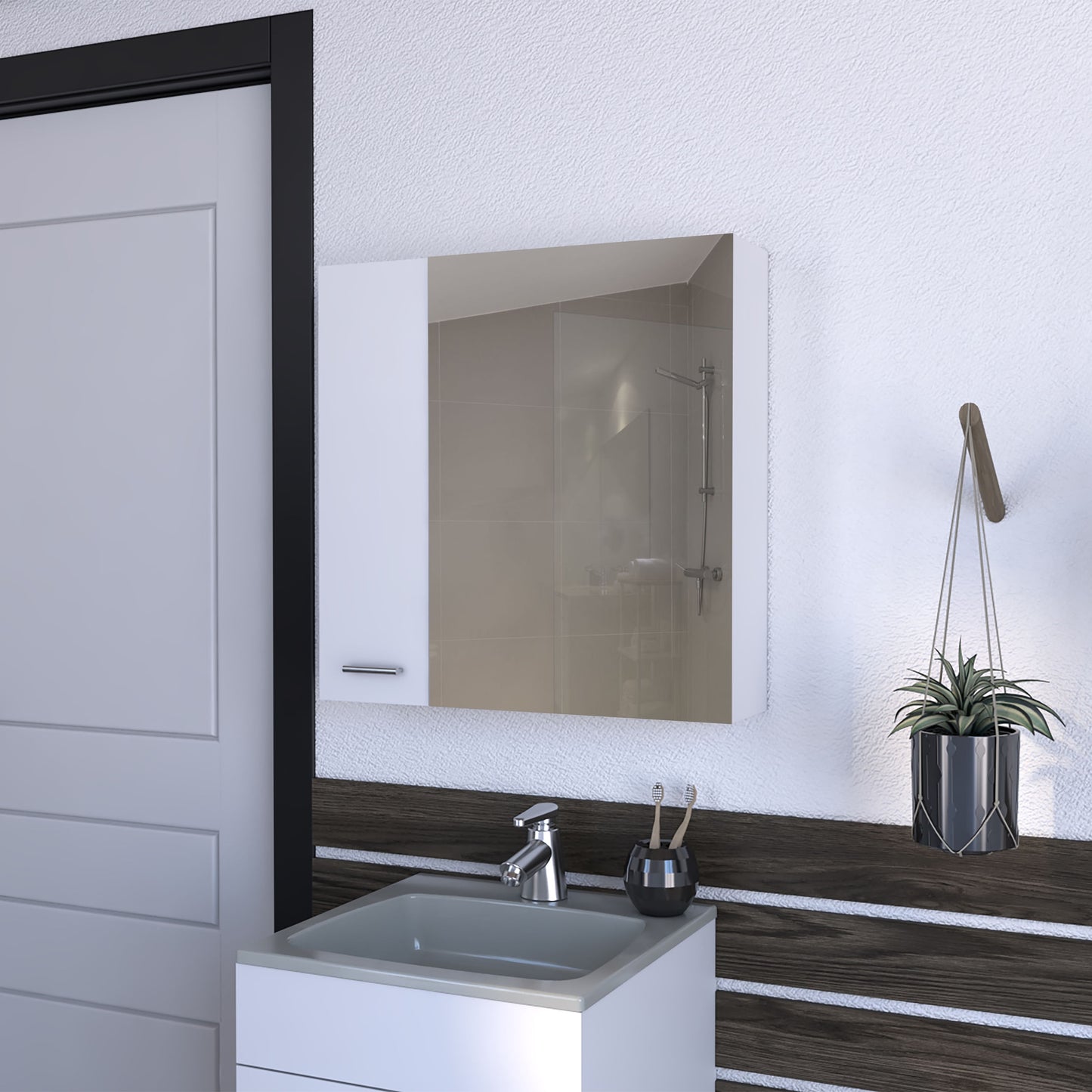 Gabinete De Baño Sines 60X60X14 Rta Blanco Zf