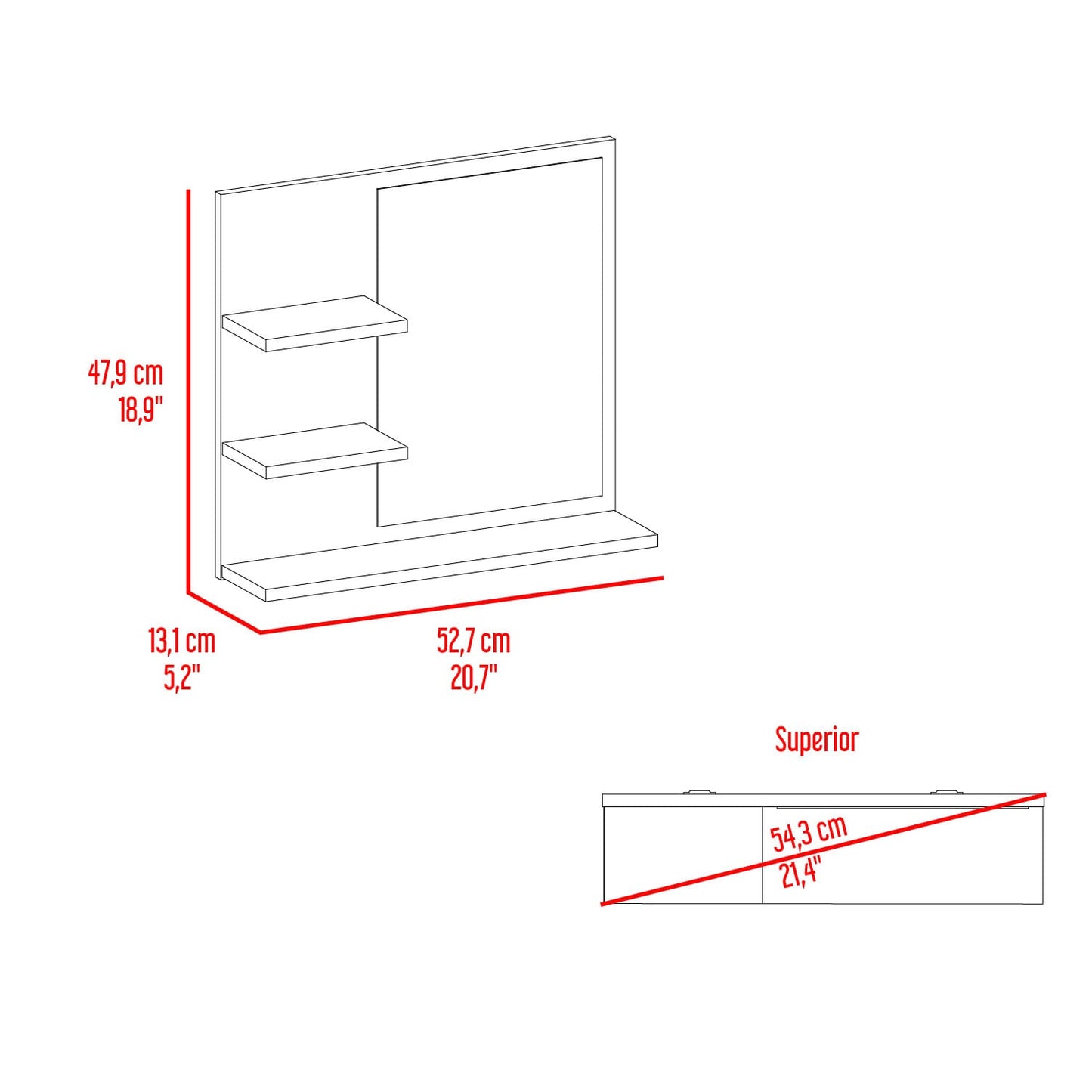 Gabinete De Baño Weston 52X47X13 Rta Fresno Europeo