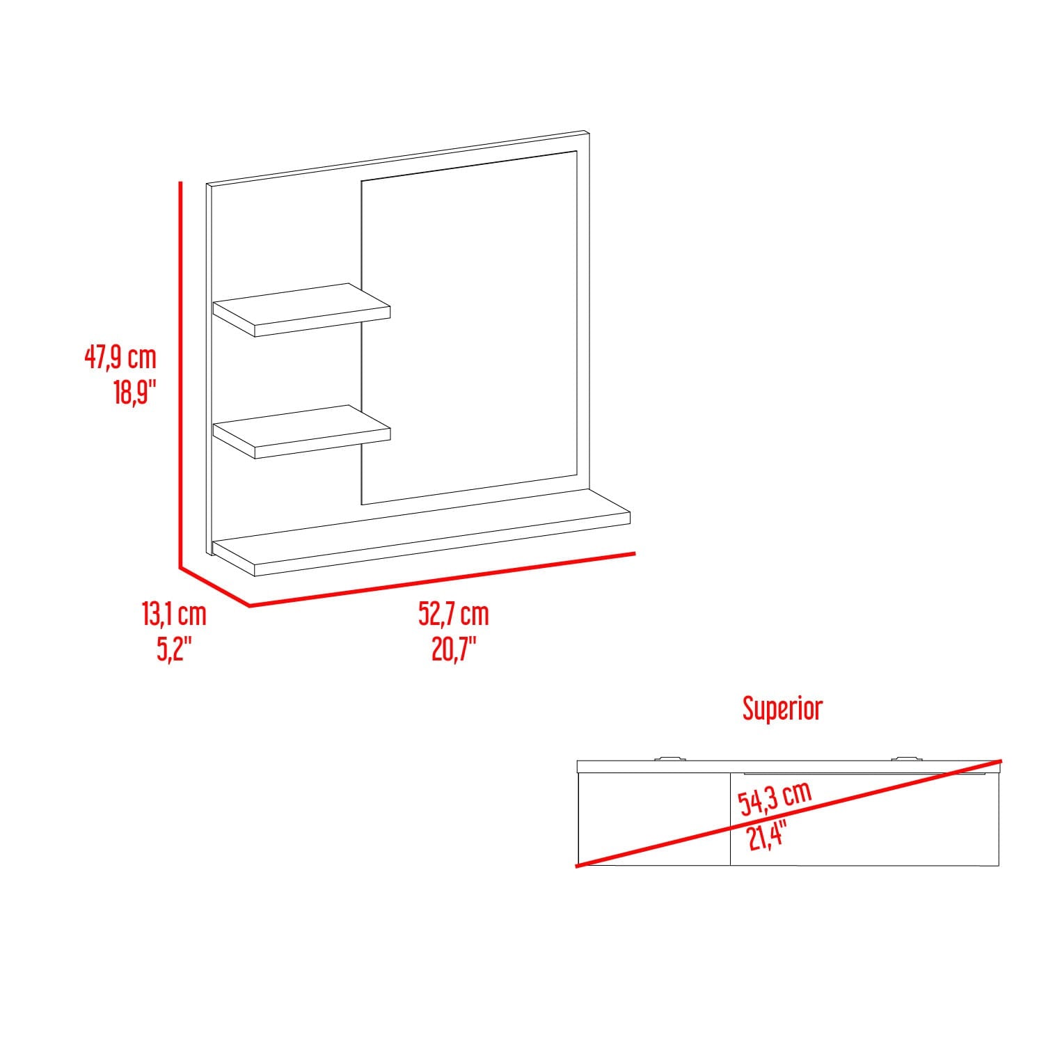 Gabinete De Baño Weston 52X47X13 Rta Fresno Europeo