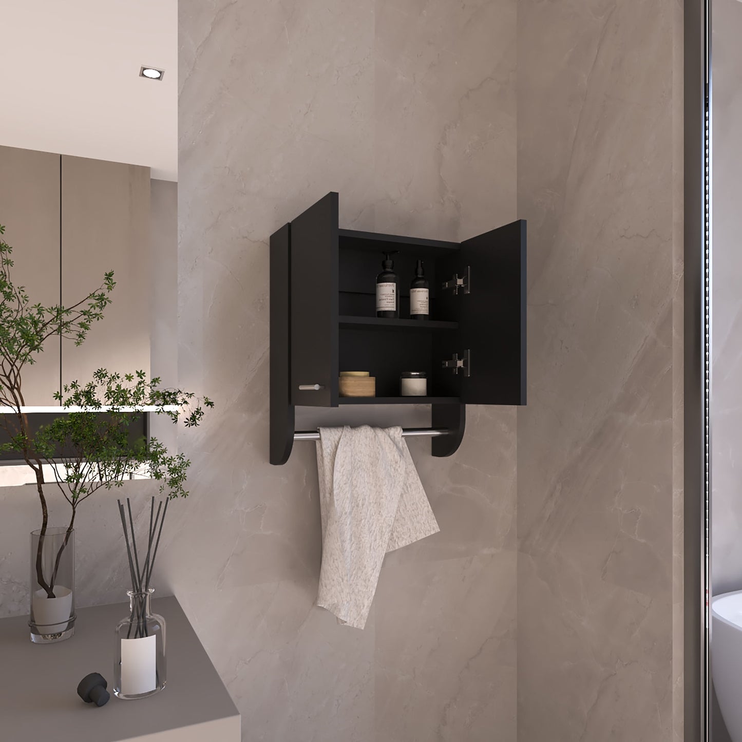 Gabinete Organizador Baño Colgador 50X45X14 Rta Wengue Zf