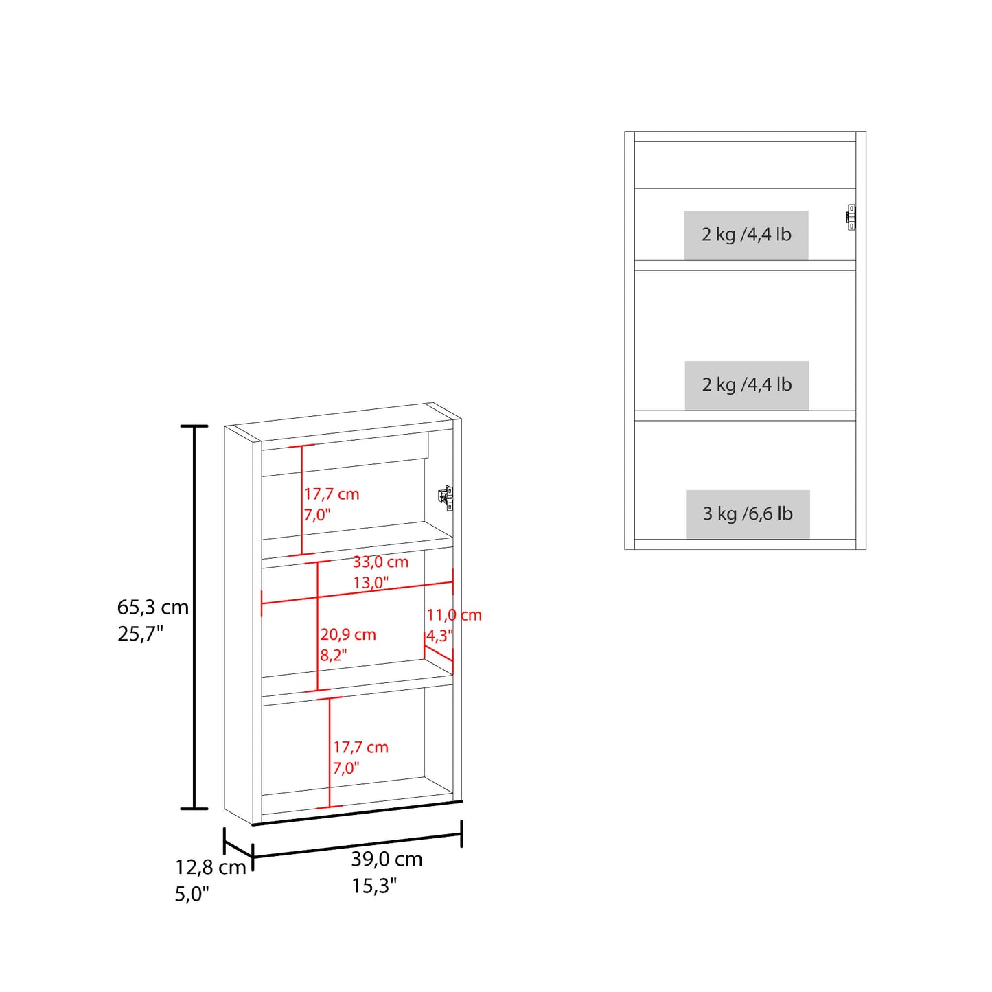Gabinete De Baño Juno 65X39X12 Rta Wengue Zf