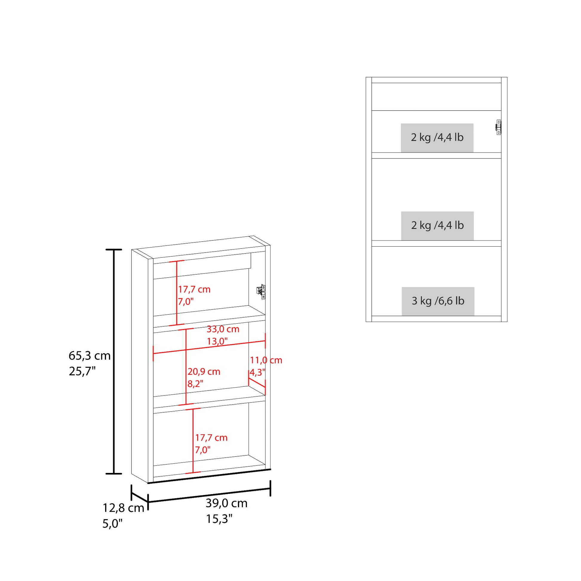 Gabinete De Baño Juno 65X39X12 Rta Wengue Zf