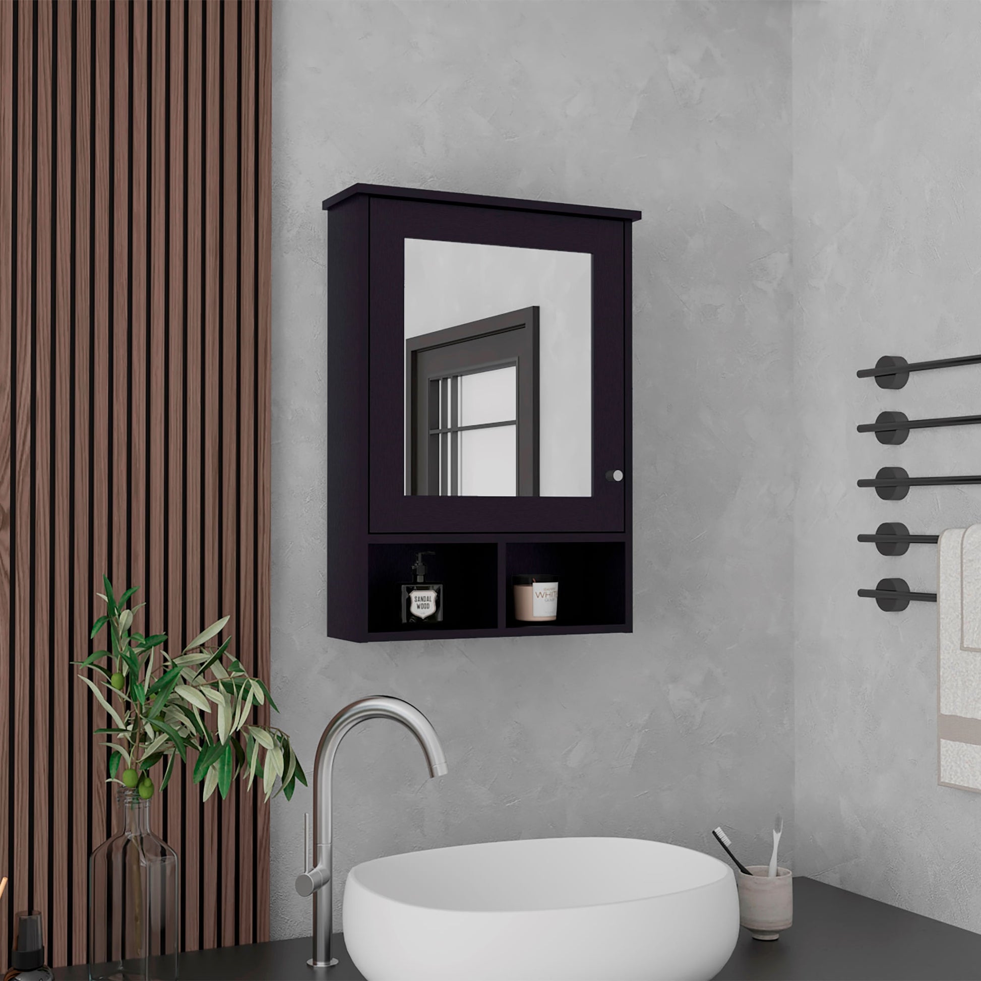 Gabinete Baño Viña 73X53X16 Rta Wengue Zf