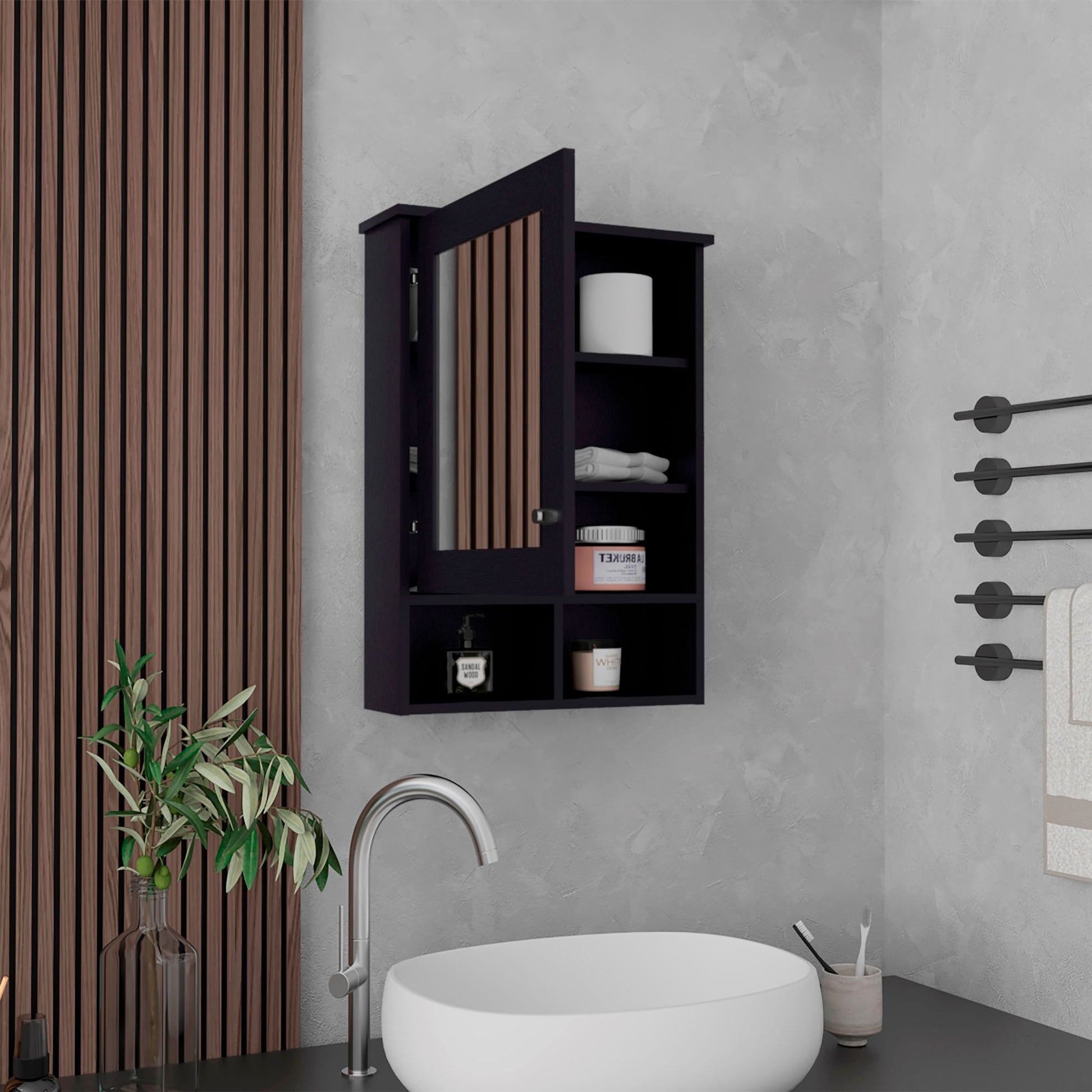 Gabinete Baño Viña 73X53X16 Rta Wengue Zf